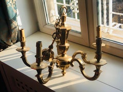 20th Century French Brass Decorated Chandelier with Five Lights