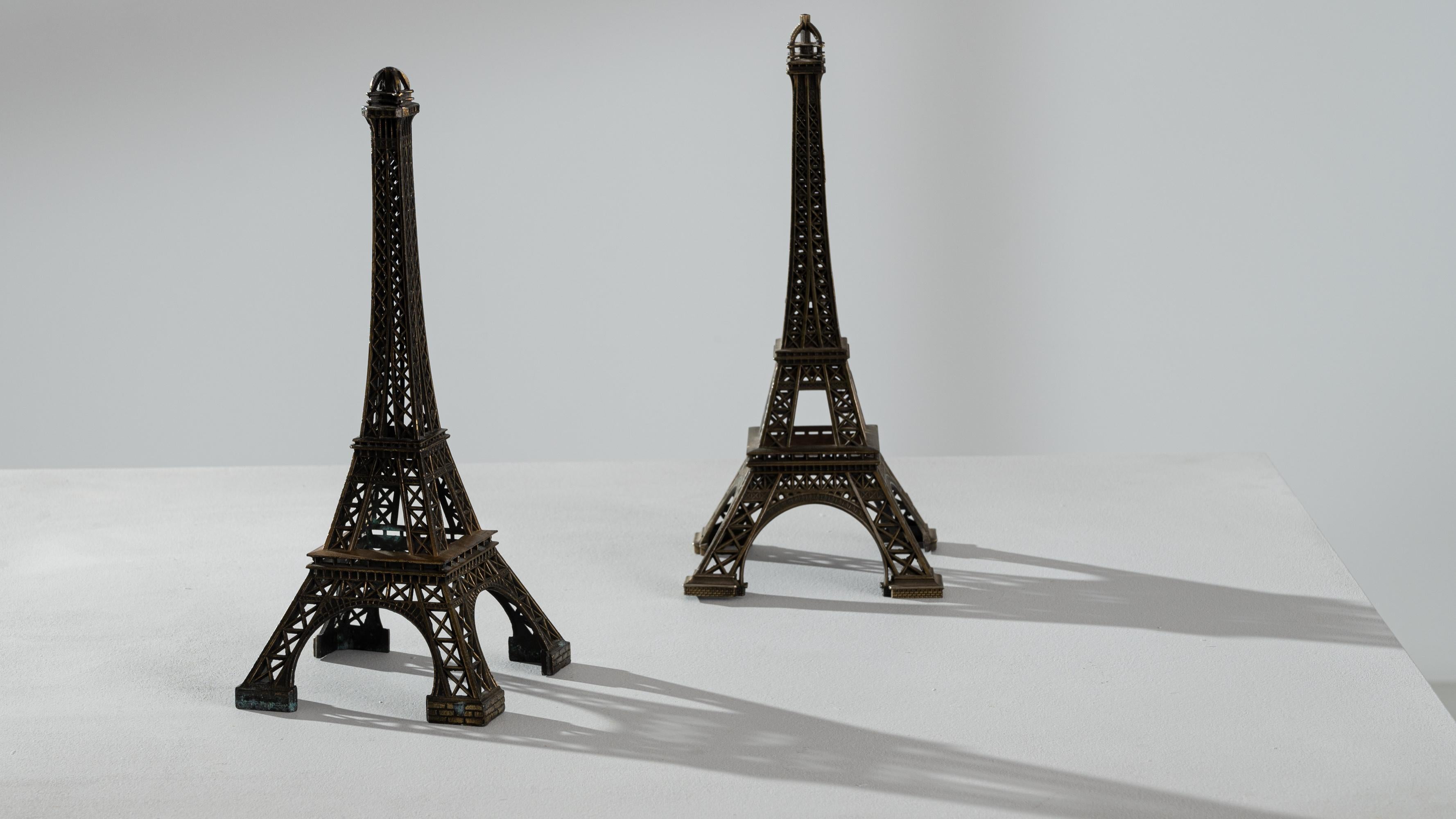 20th Century, French Brass Eiffel Tower Decorations, Pair In Good Condition For Sale In High Point, NC