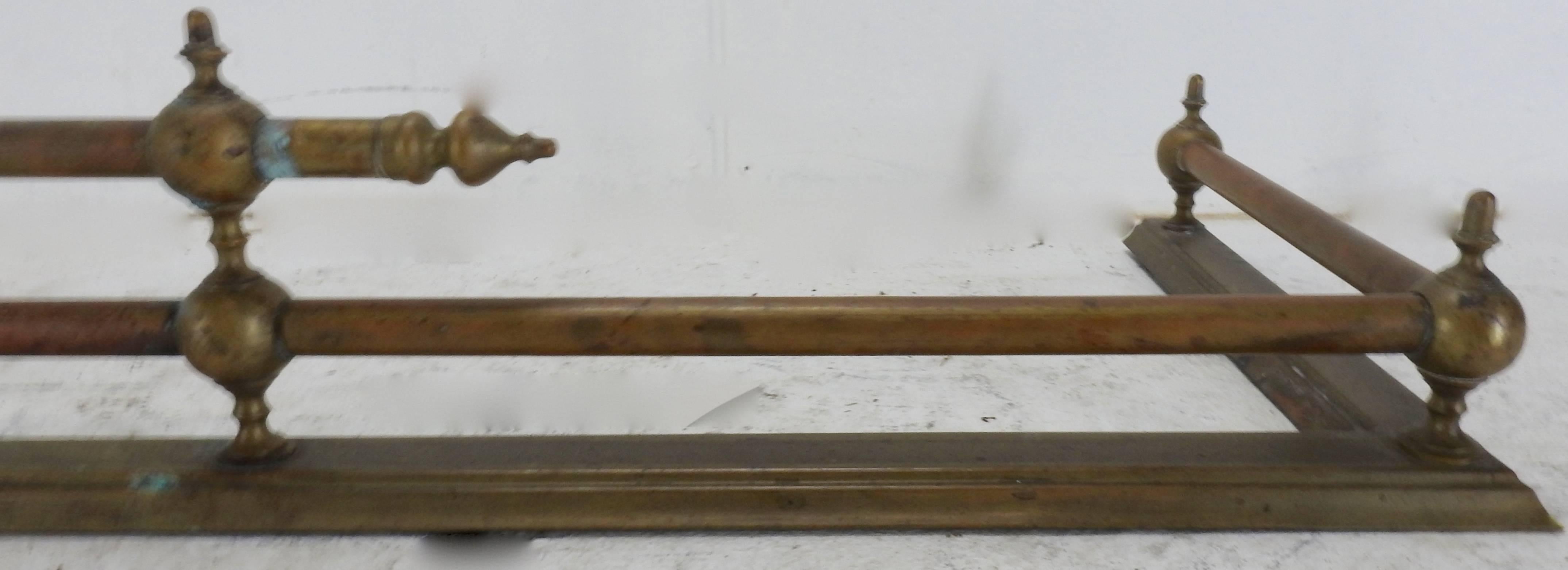 Cast 20th Century French Brass Fireplace Fender For Sale