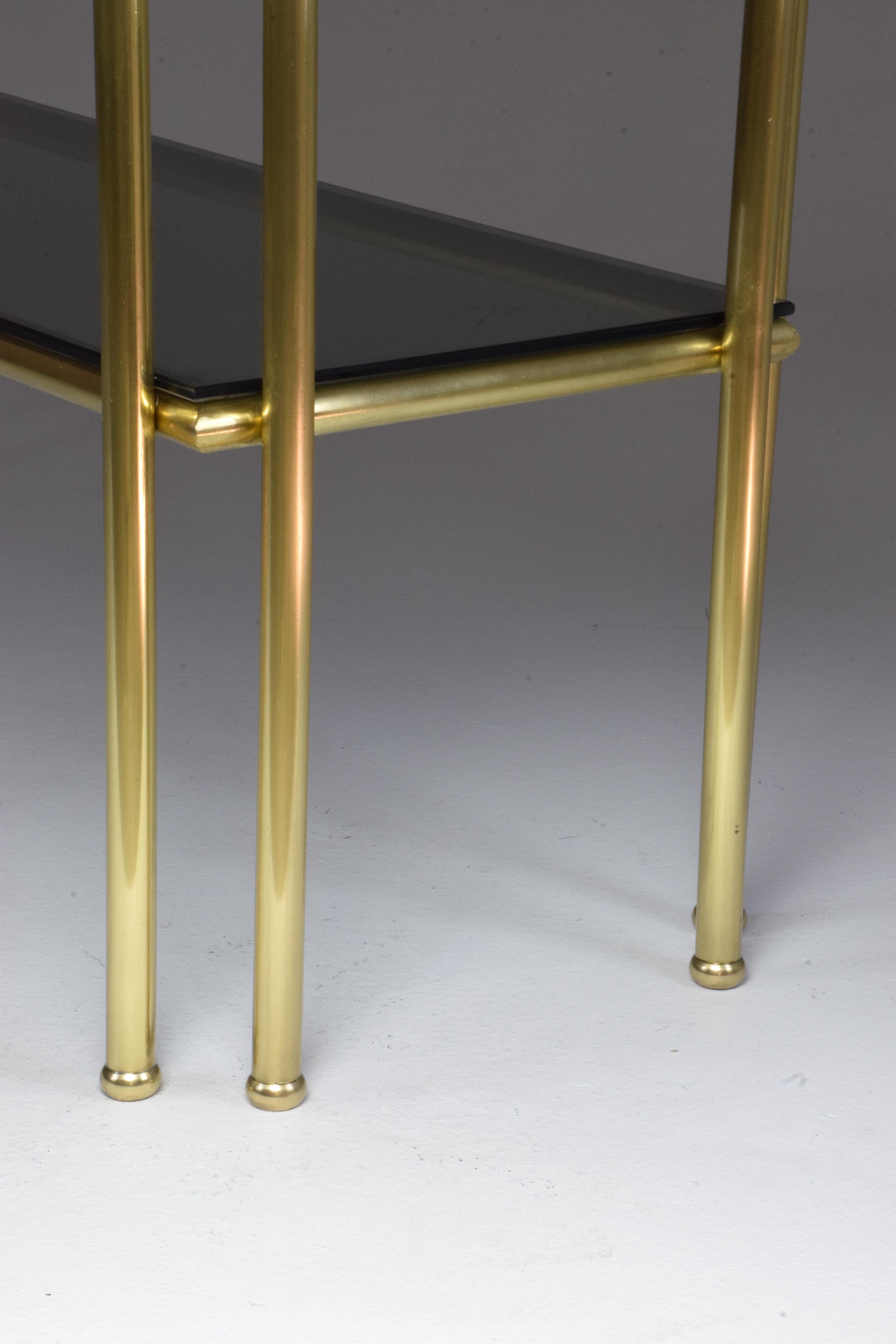 20th Century French Brass Glass Console Table, 1970s 3