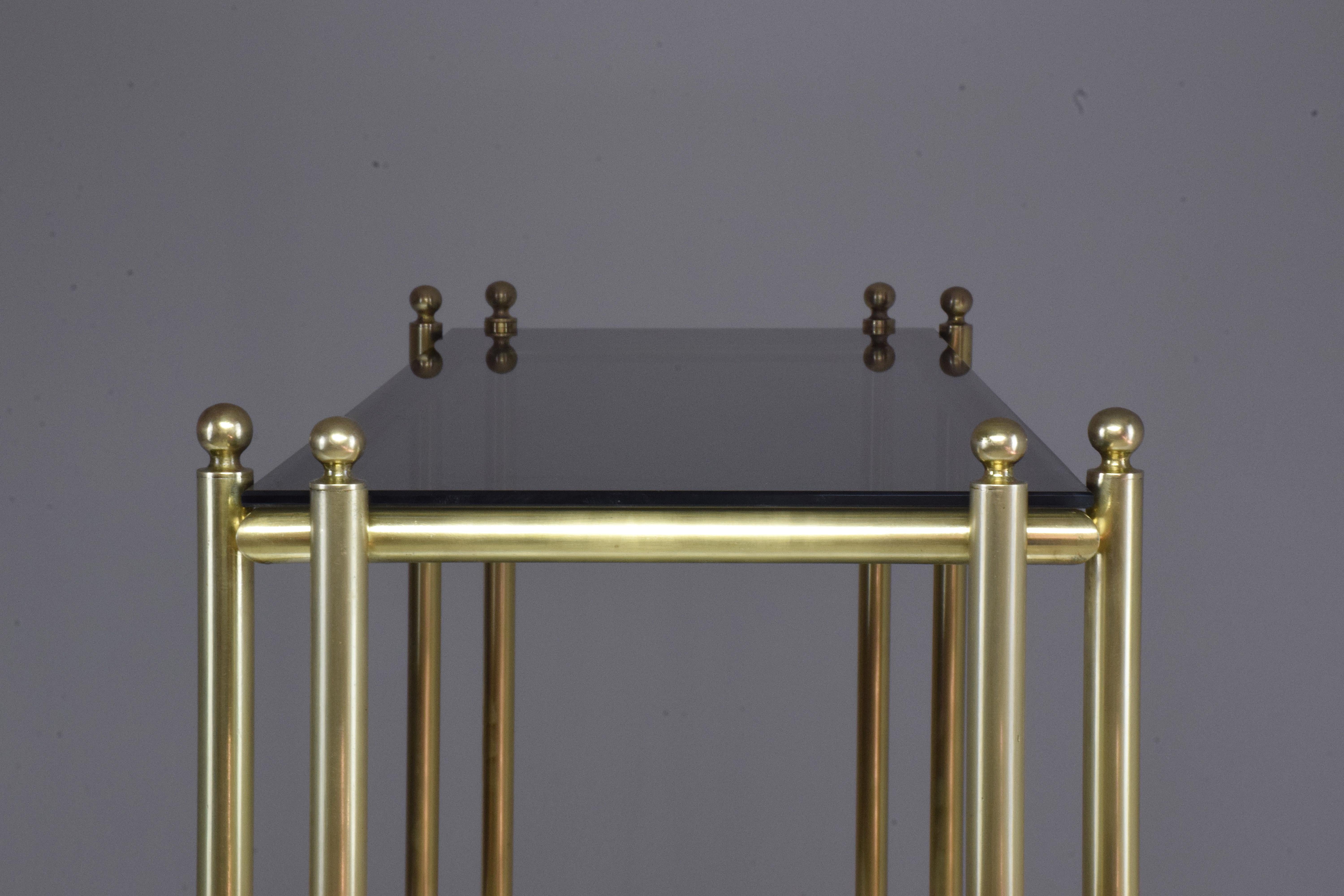 20th Century French Brass Glass Console Table, 1970s 5