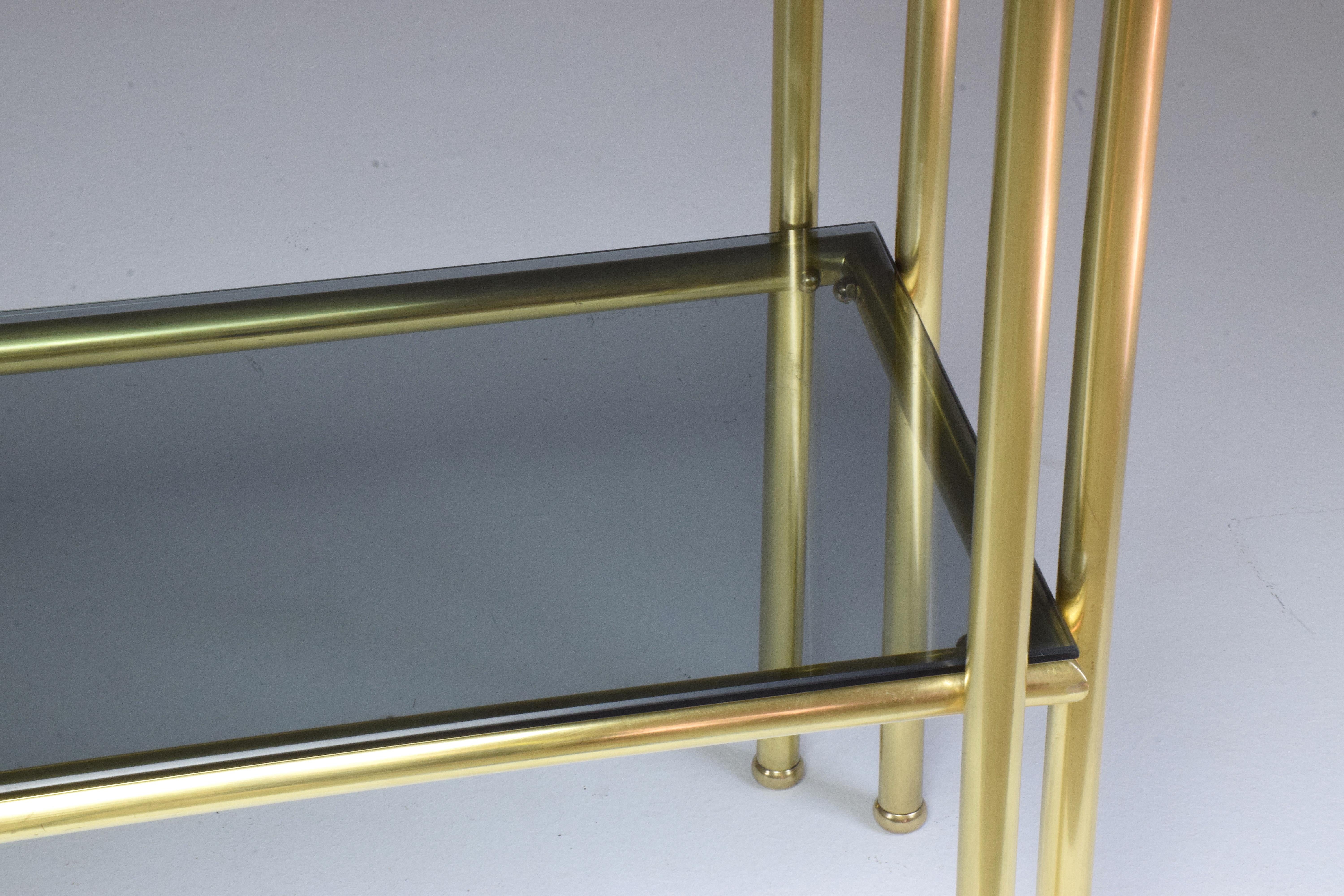 20th Century French Brass Glass Console Table, 1970s 9