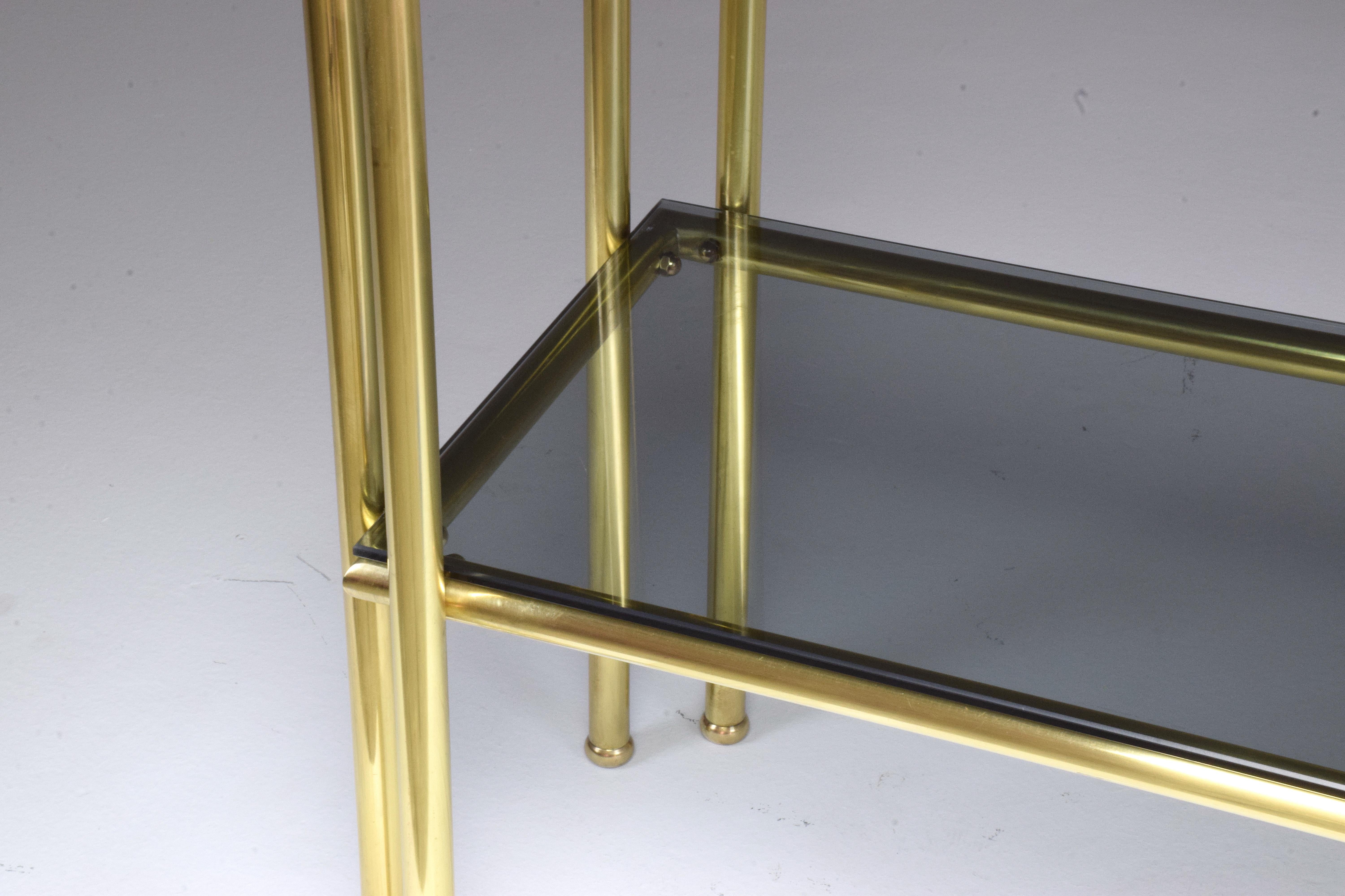 20th Century French Brass Glass Console Table, 1970s 10