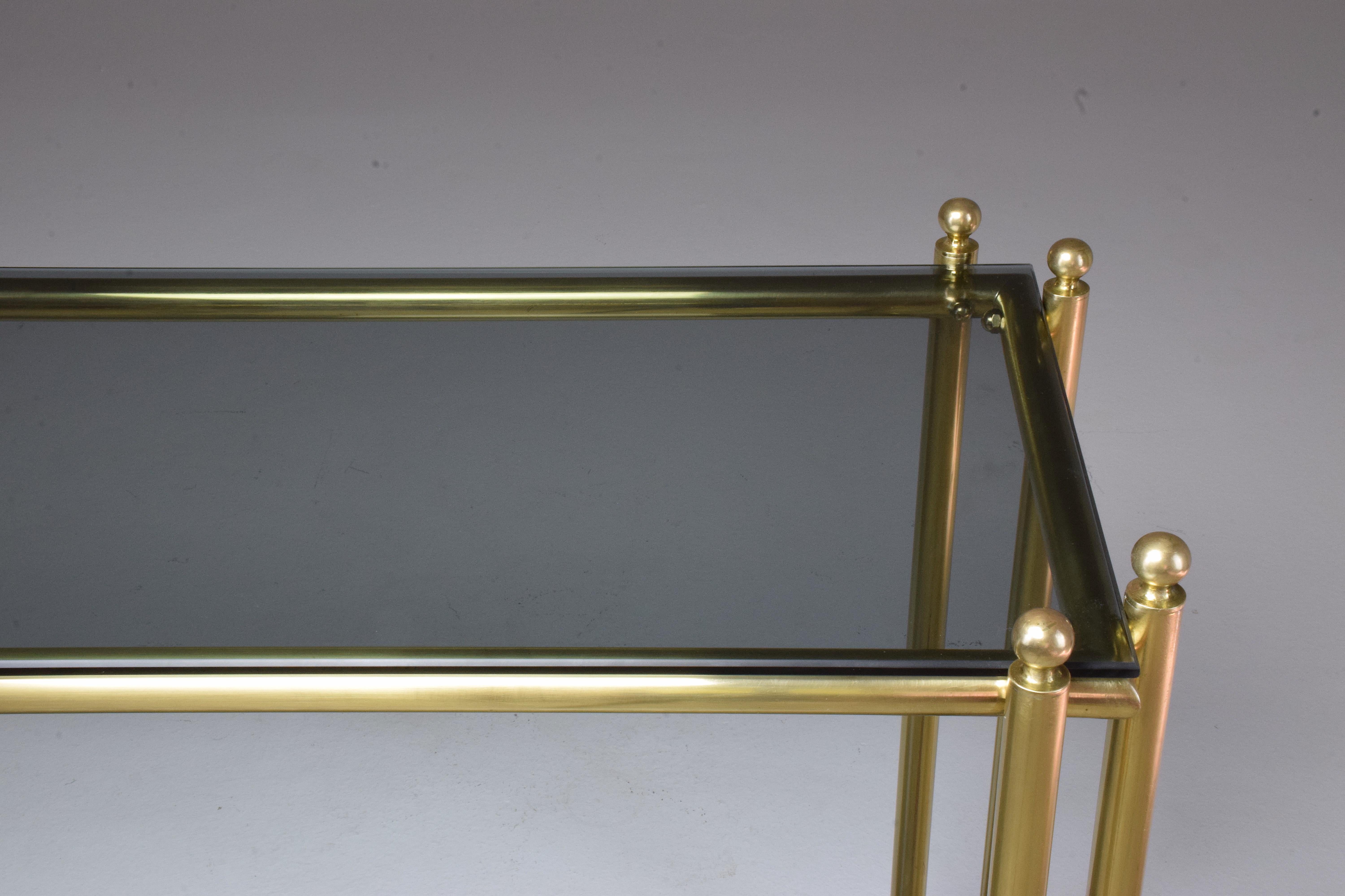 20th Century French Brass Glass Console Table, 1970s 11