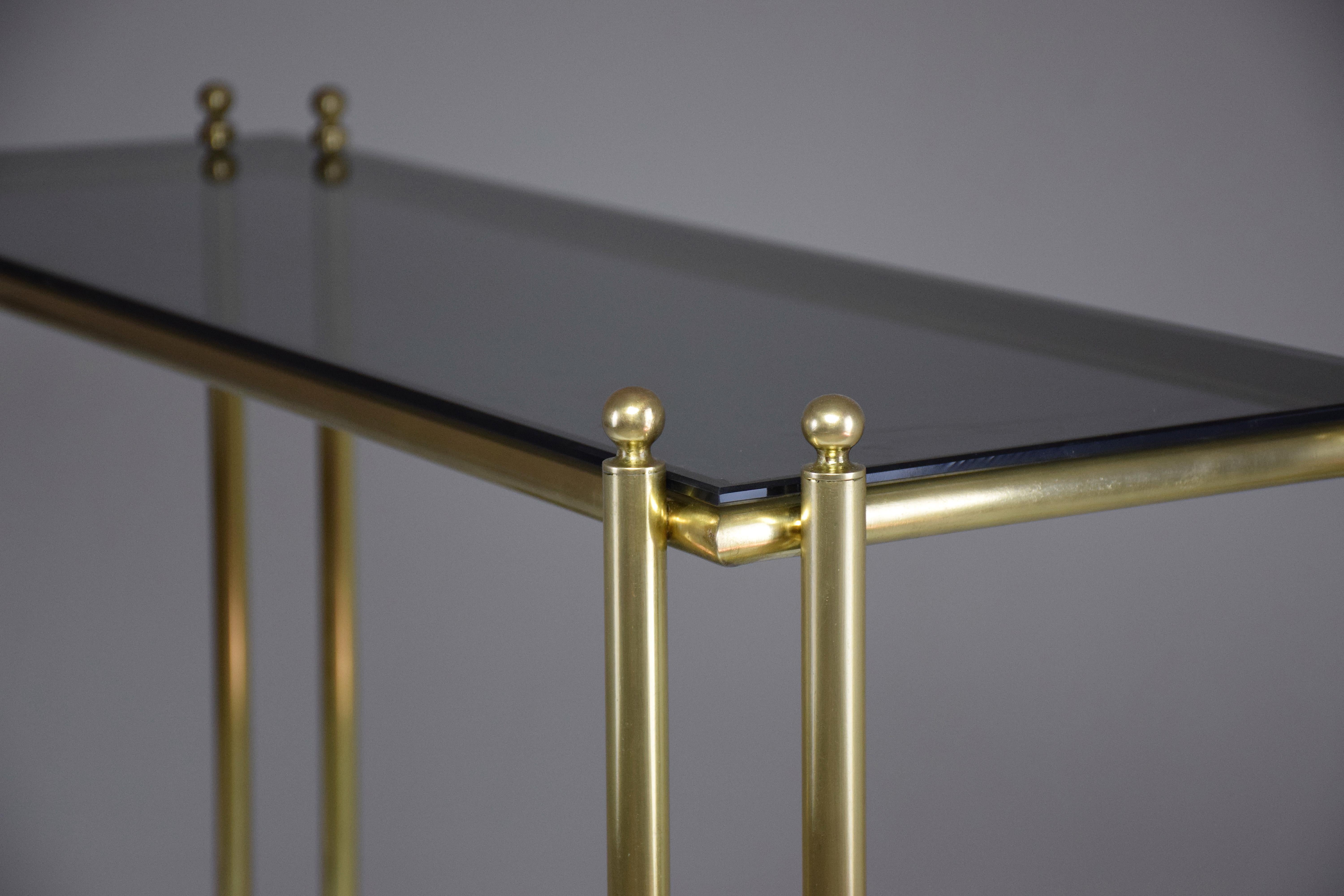 Late 20th Century 20th Century French Brass Glass Console Table, 1970s