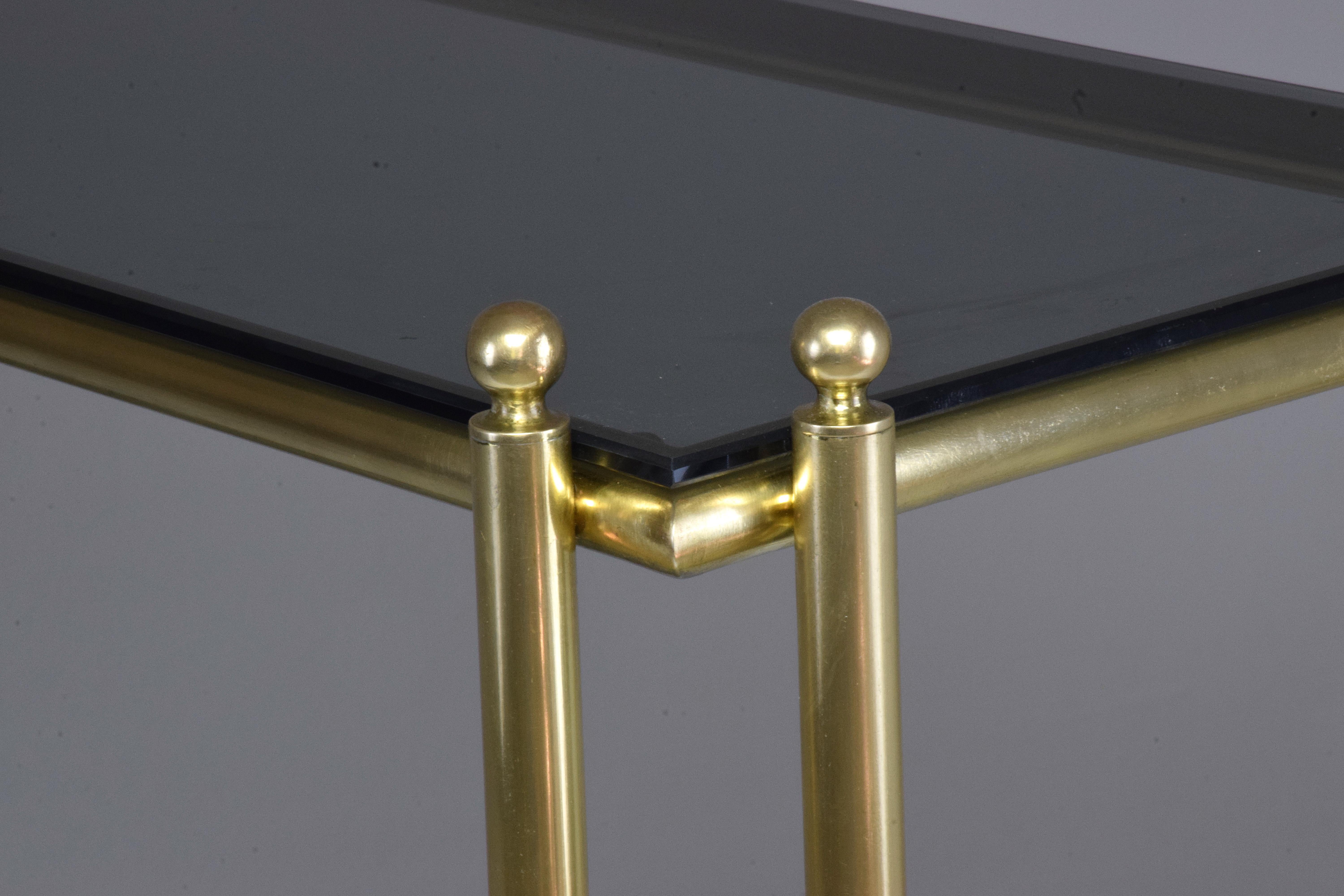 20th Century French Brass Glass Console Table, 1970s 1