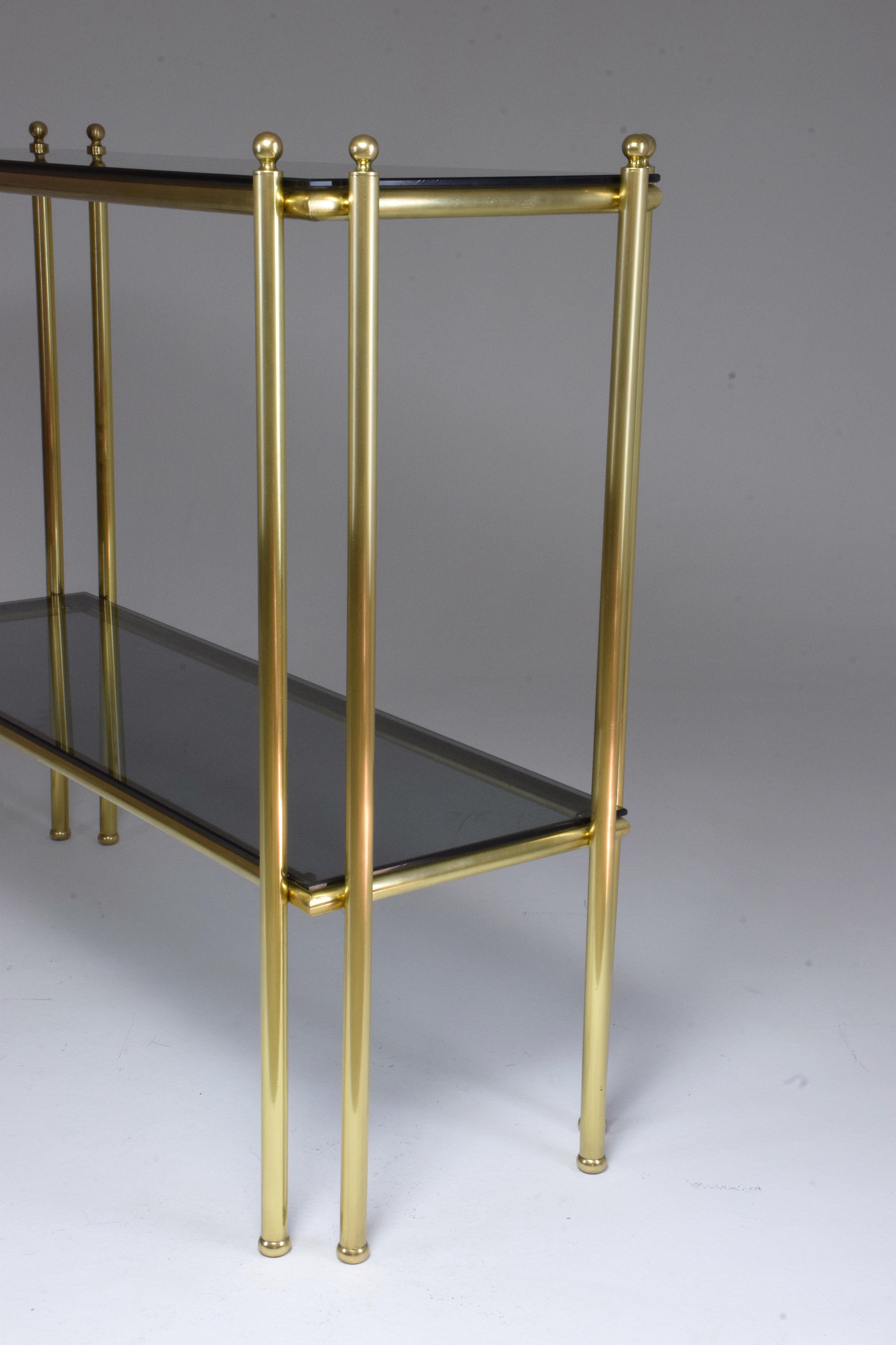 20th Century French Brass Glass Console Table, 1970s 2