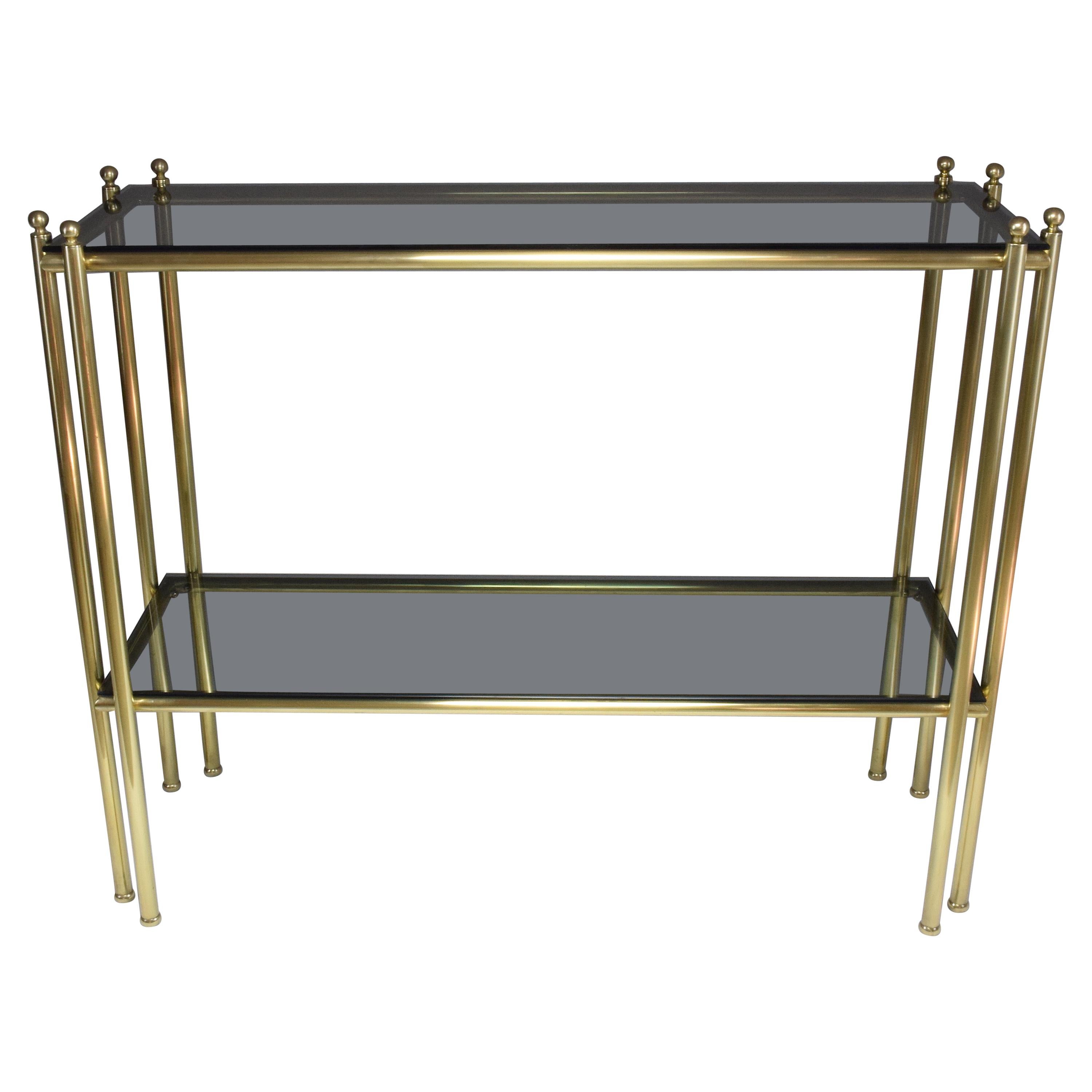 20th Century French Brass Glass Console Table, 1970s