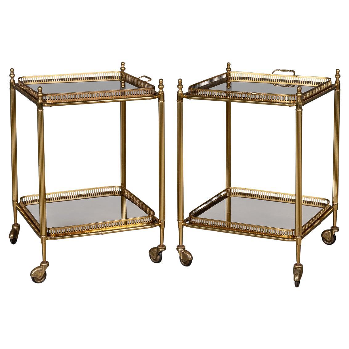 20th Century French Brass & Glass Drinks Trolleys, c.1970 For Sale