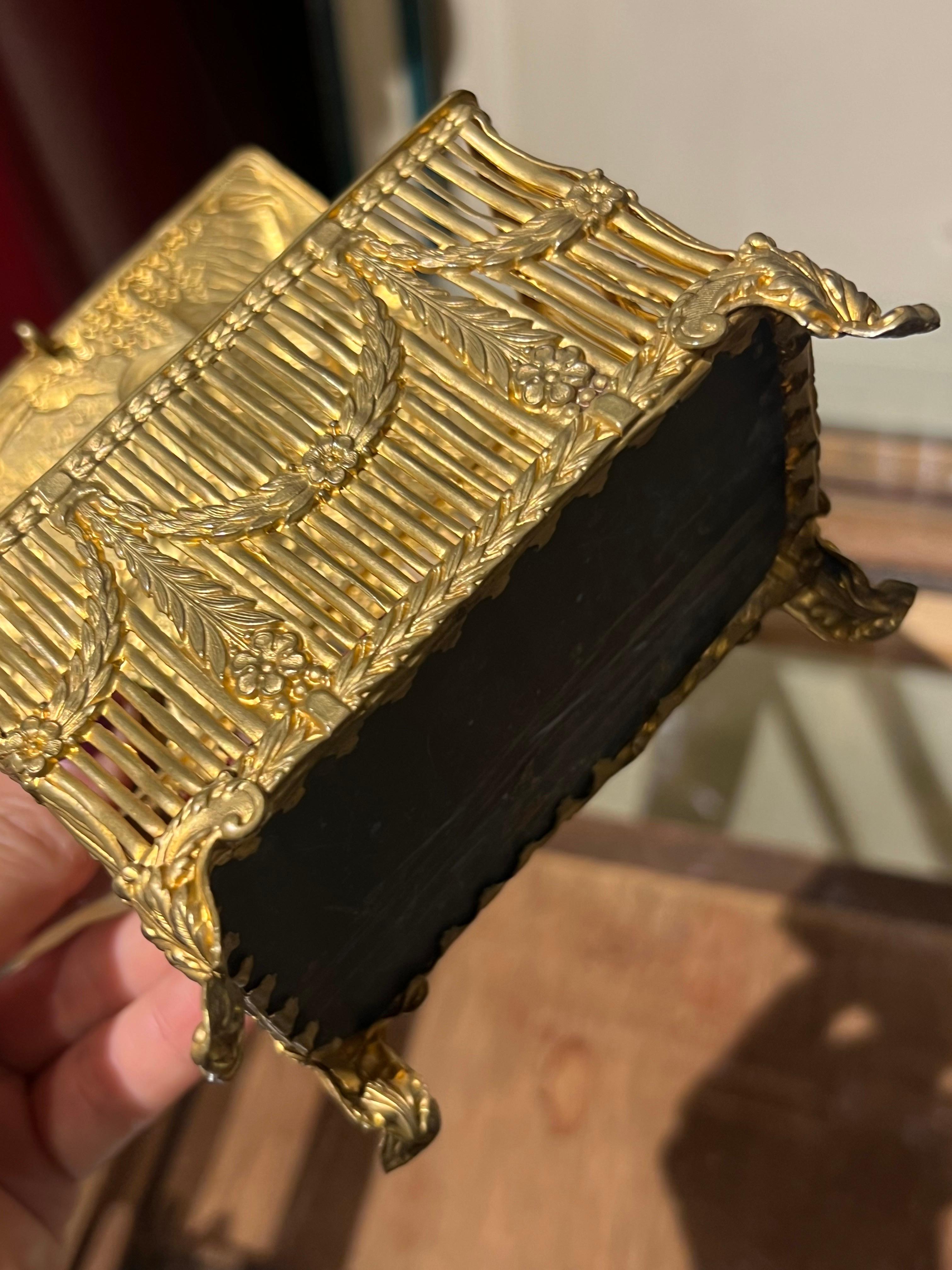 20th Century French Brass Hand Carved and Decorated Jewellery Box For Sale 3