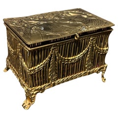 20th Century French Brass Hand Carved and Decorated Jewellery Box