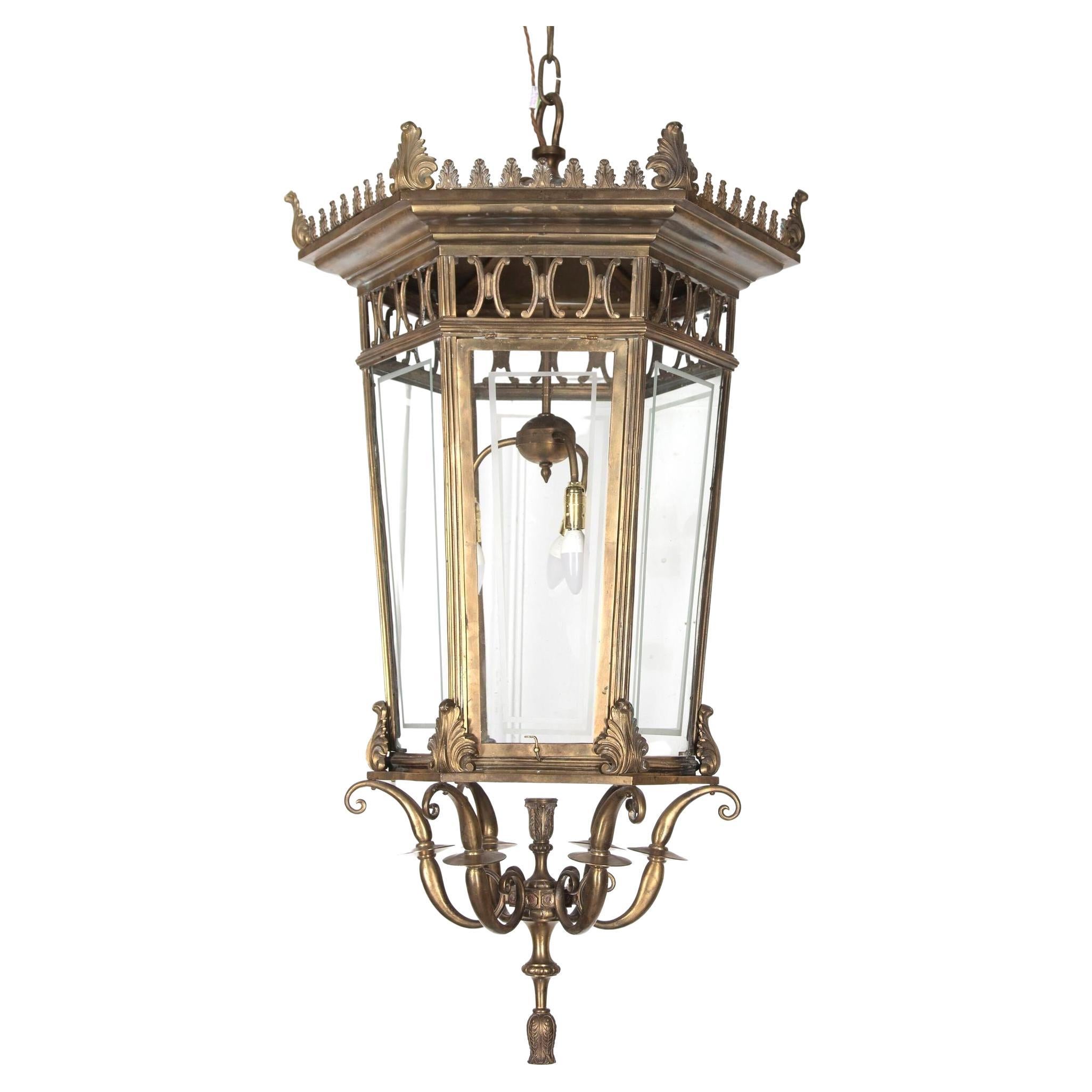20th Century French Brass Lantern For Sale