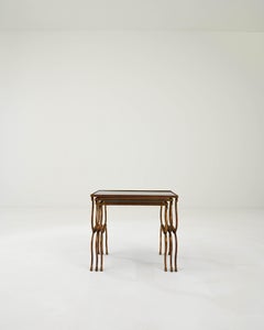 20th Century French Brass Nesting Tables, Set of Three