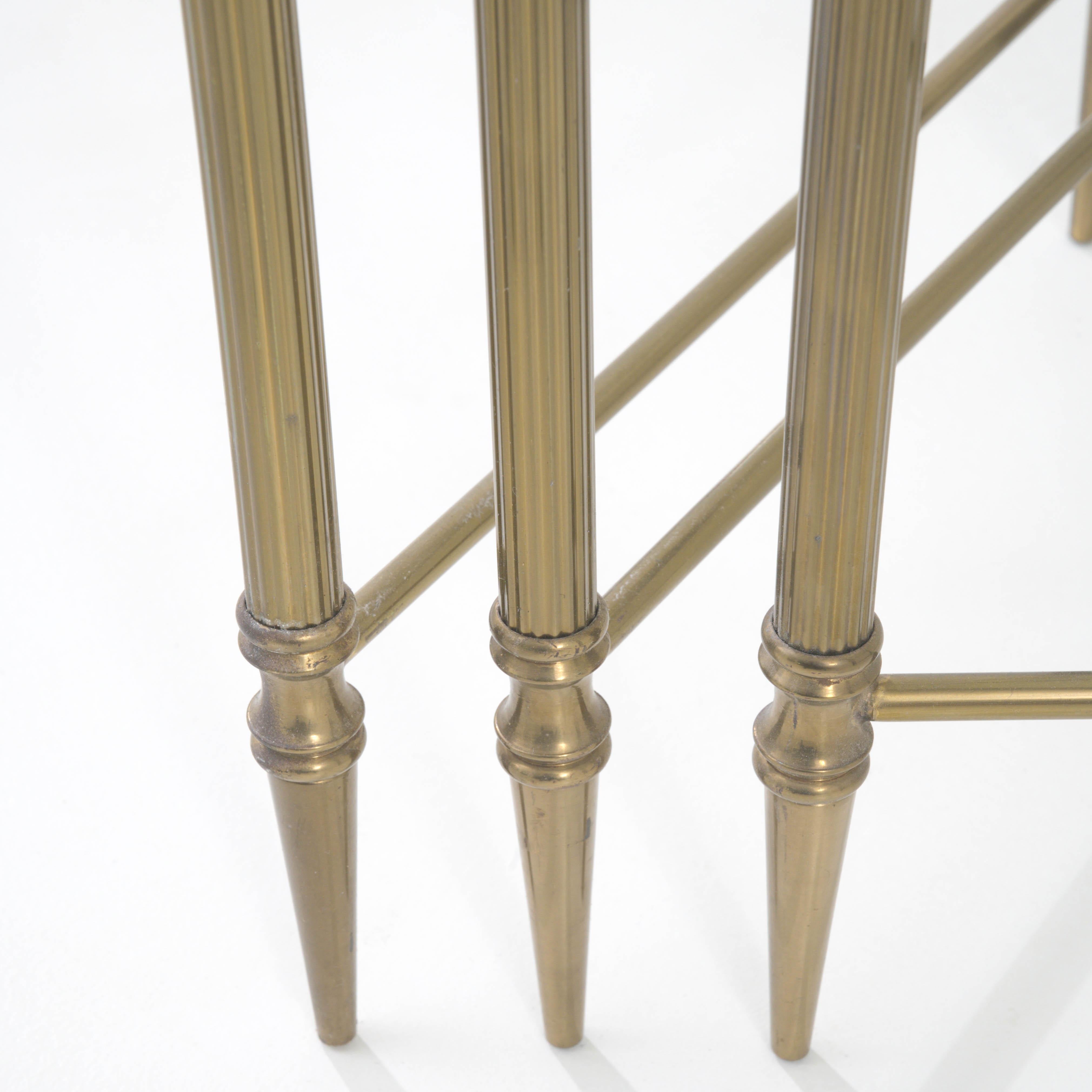 20th Century French Brass Nesting Tables With Glass Tops 10