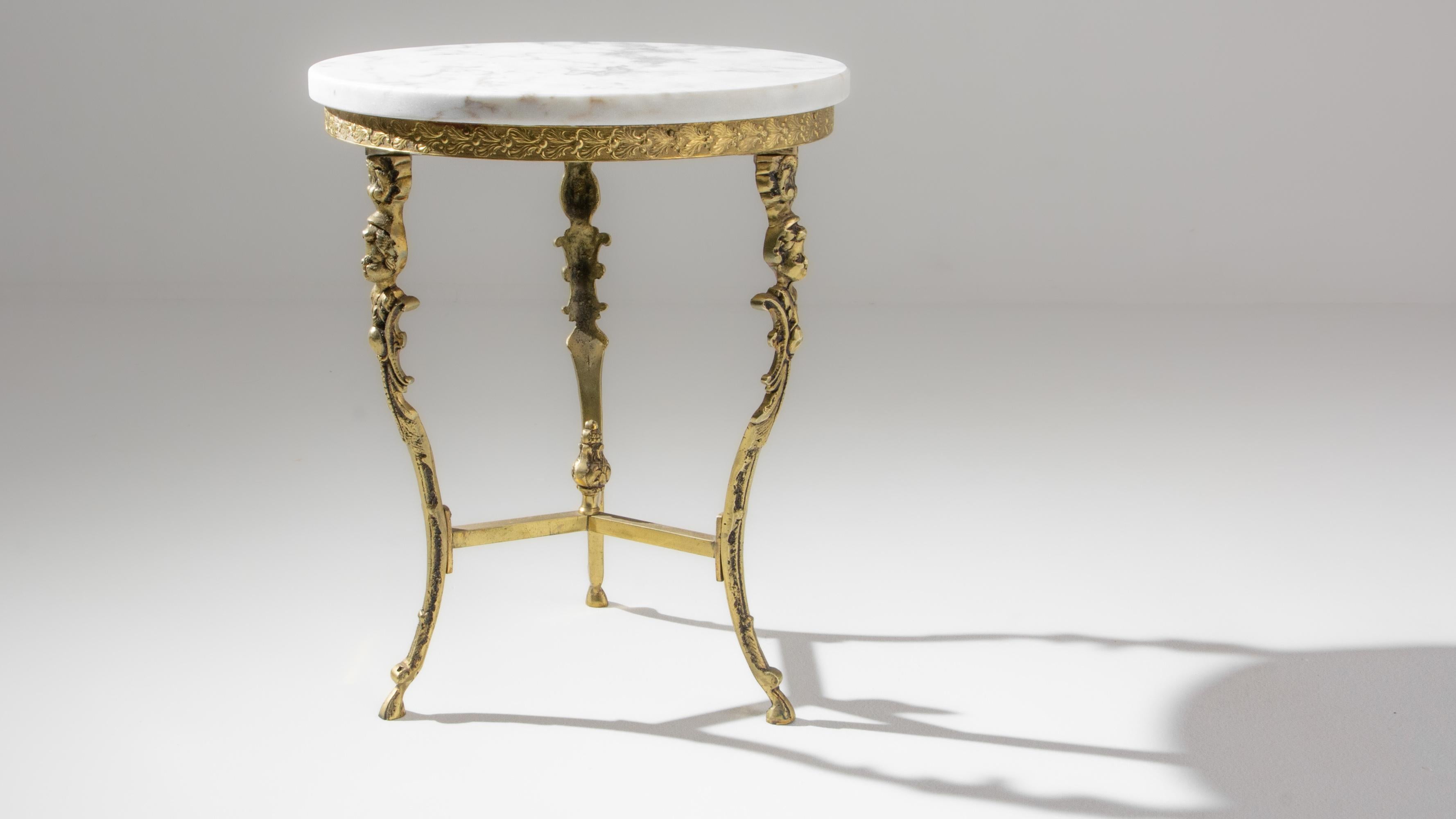 20th Century French Brass Table with Marble Top 2