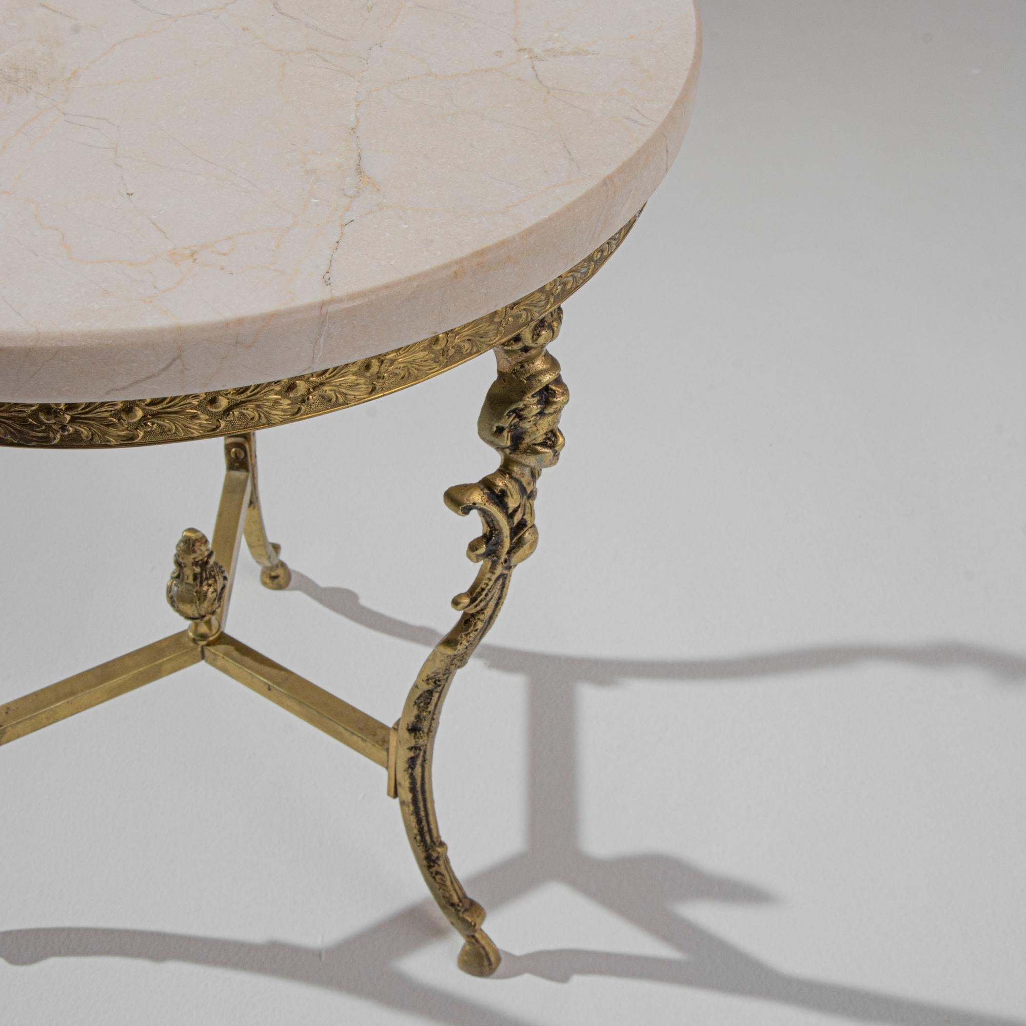 20th Century French Brass Table with Marble Top 4