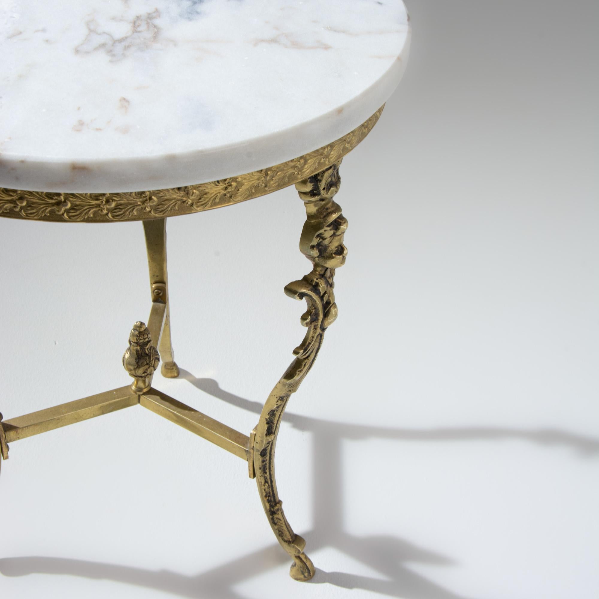 20th Century French Brass Table with Marble Top 3