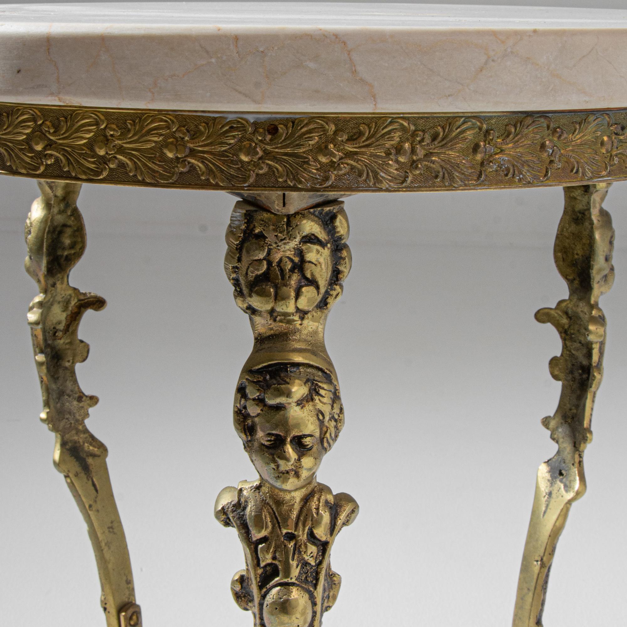 20th Century French Brass Table with Marble Top 5
