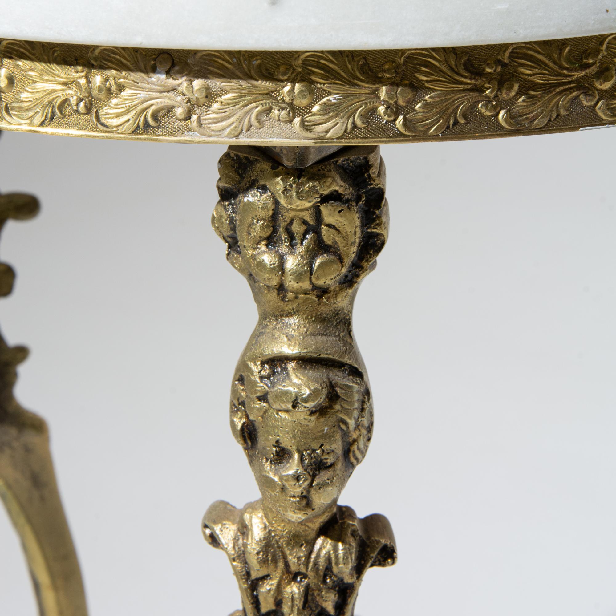 20th Century French Brass Table with Marble Top 4