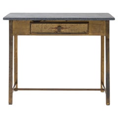 20th Century French Brass Table with Marble Top