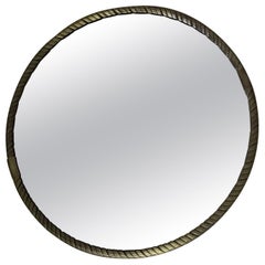 20th Century French Brass Twisted Rounded Mirror, 1940s