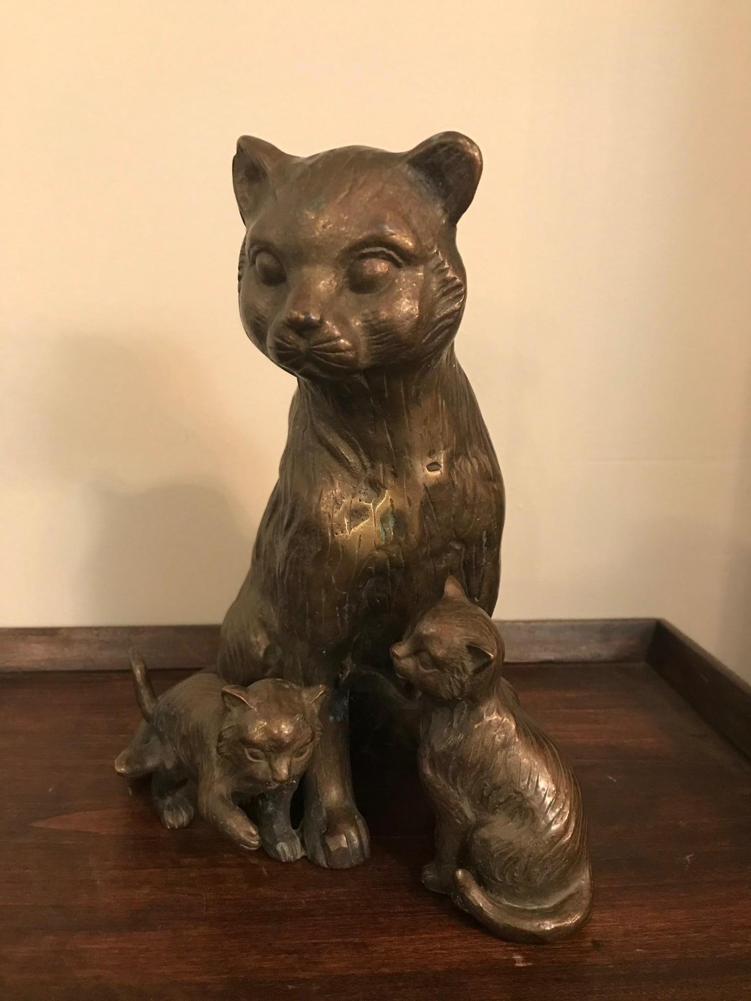 Mid-20th Century 20th Century French Bronze Cats Sculpture