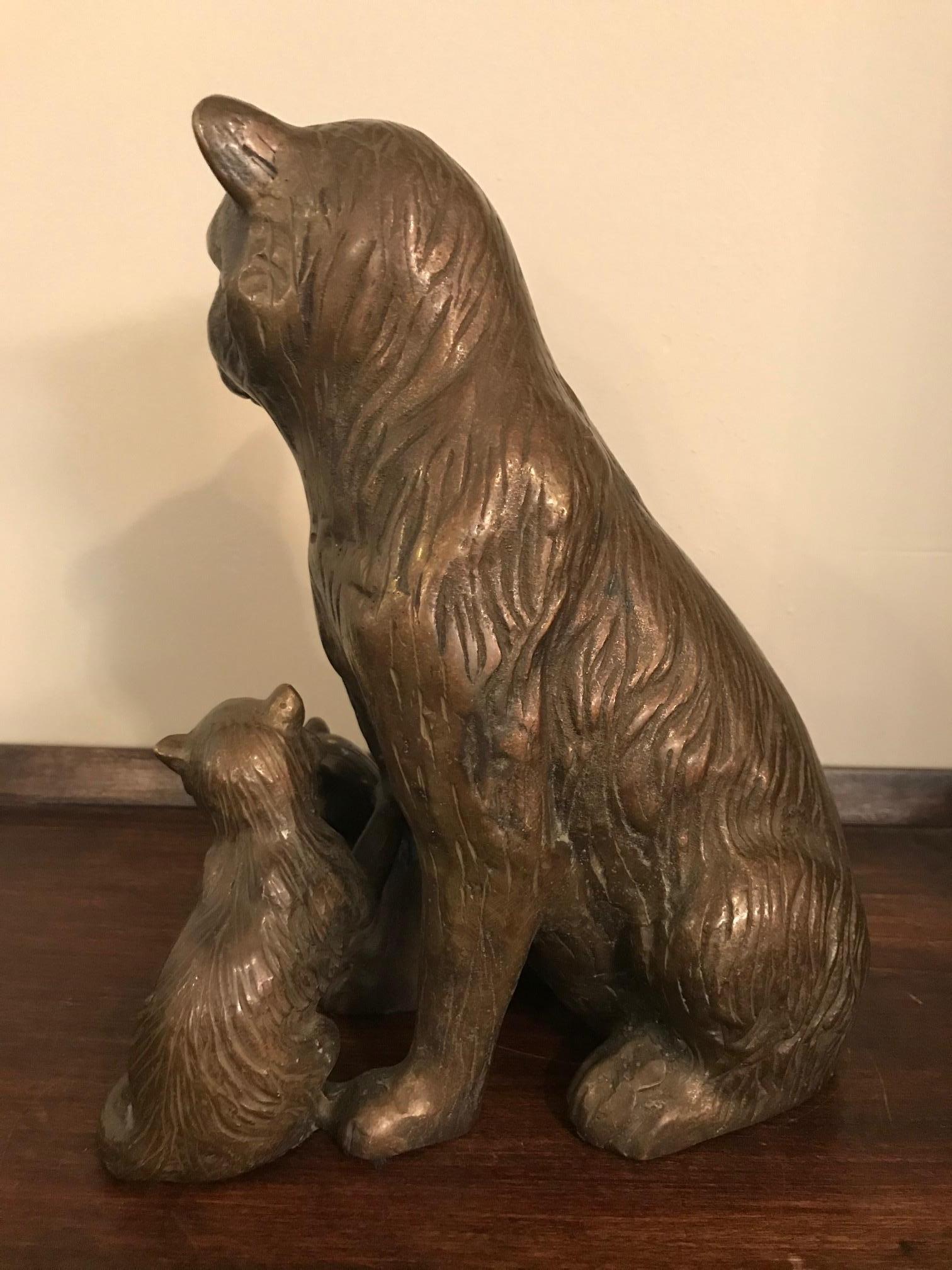 20th Century French Bronze Cats Sculpture 1