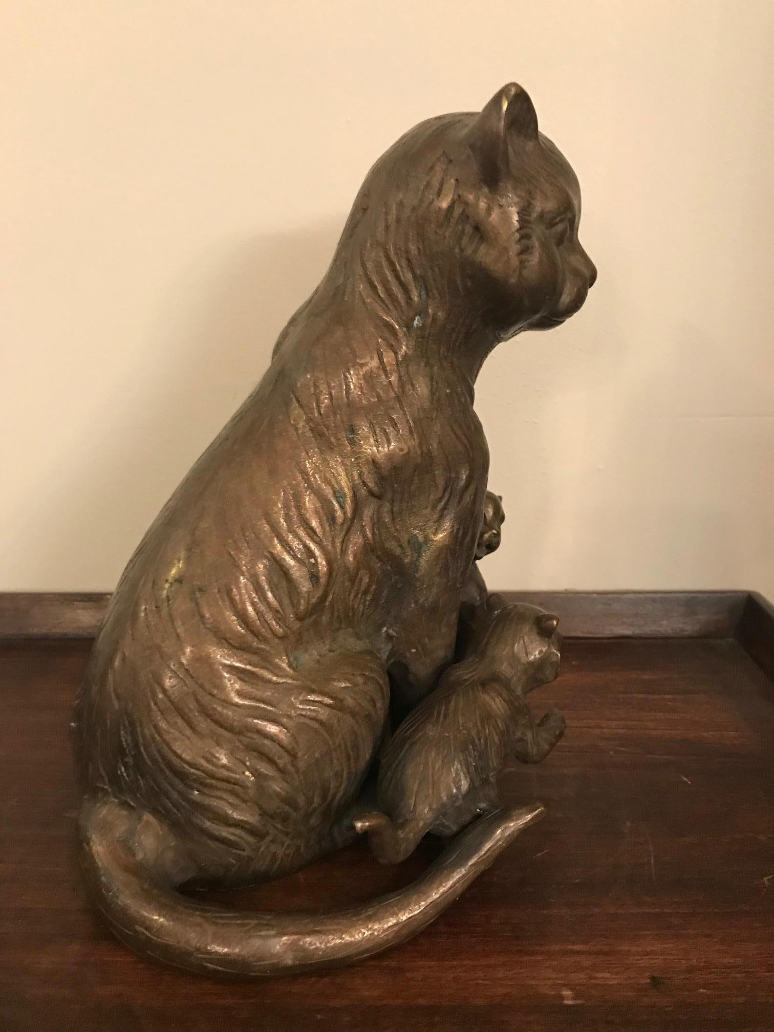 20th Century French Bronze Cats Sculpture 2