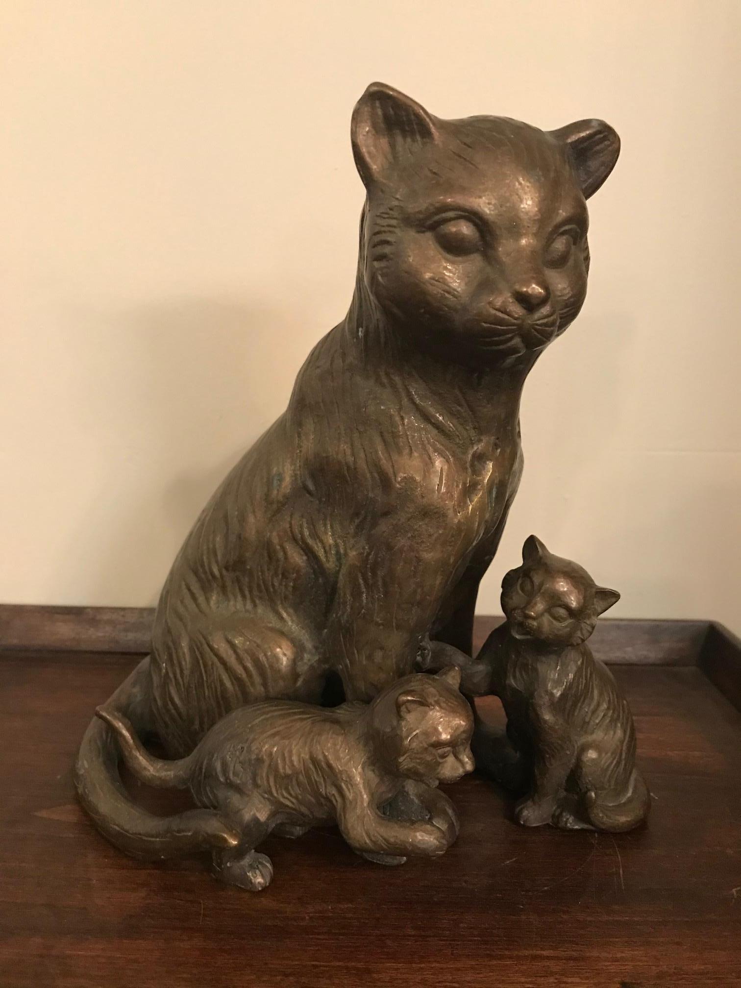 20th Century French Bronze Cats Sculpture 3