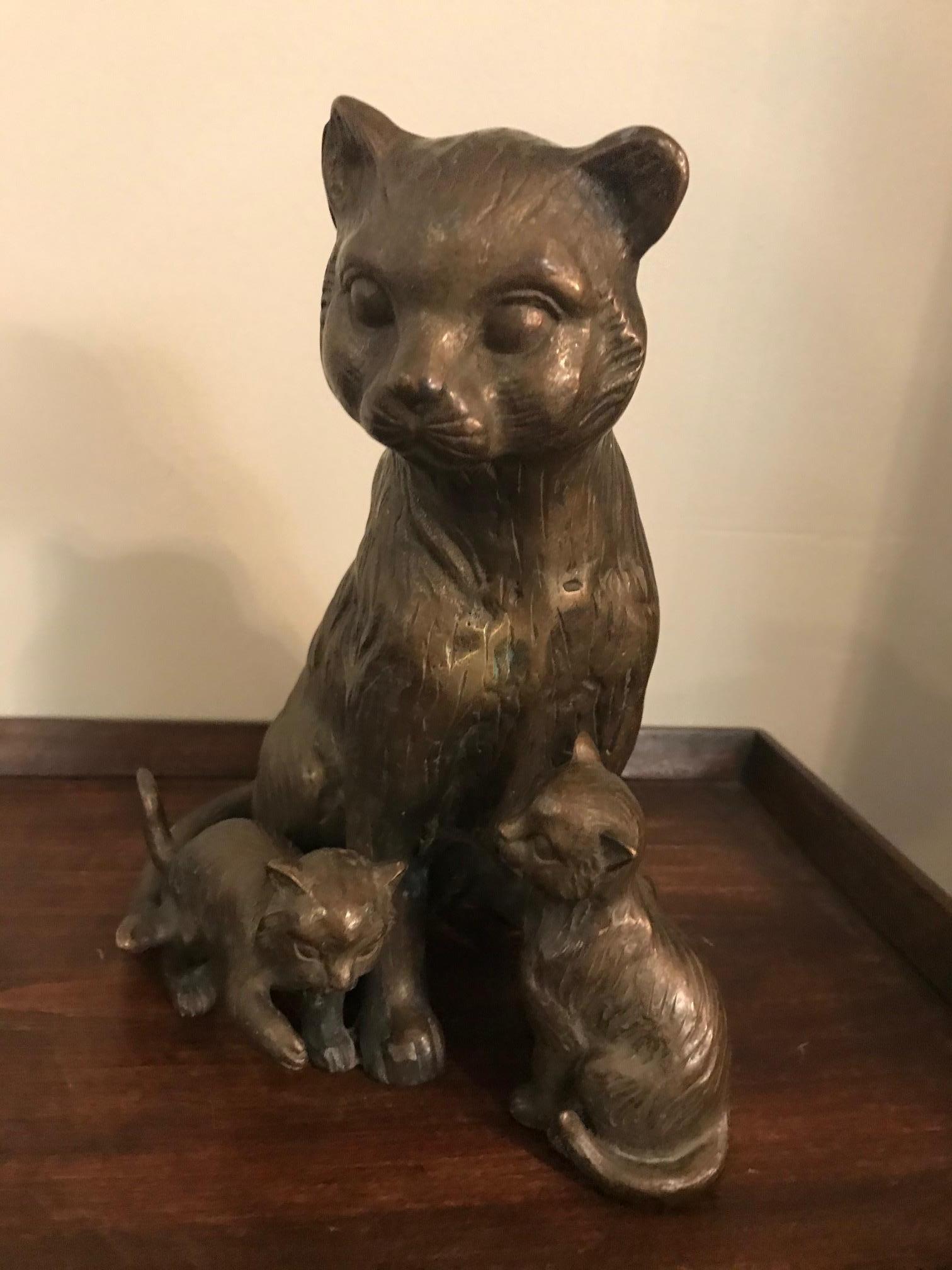 20th Century French Bronze Cats Sculpture 4