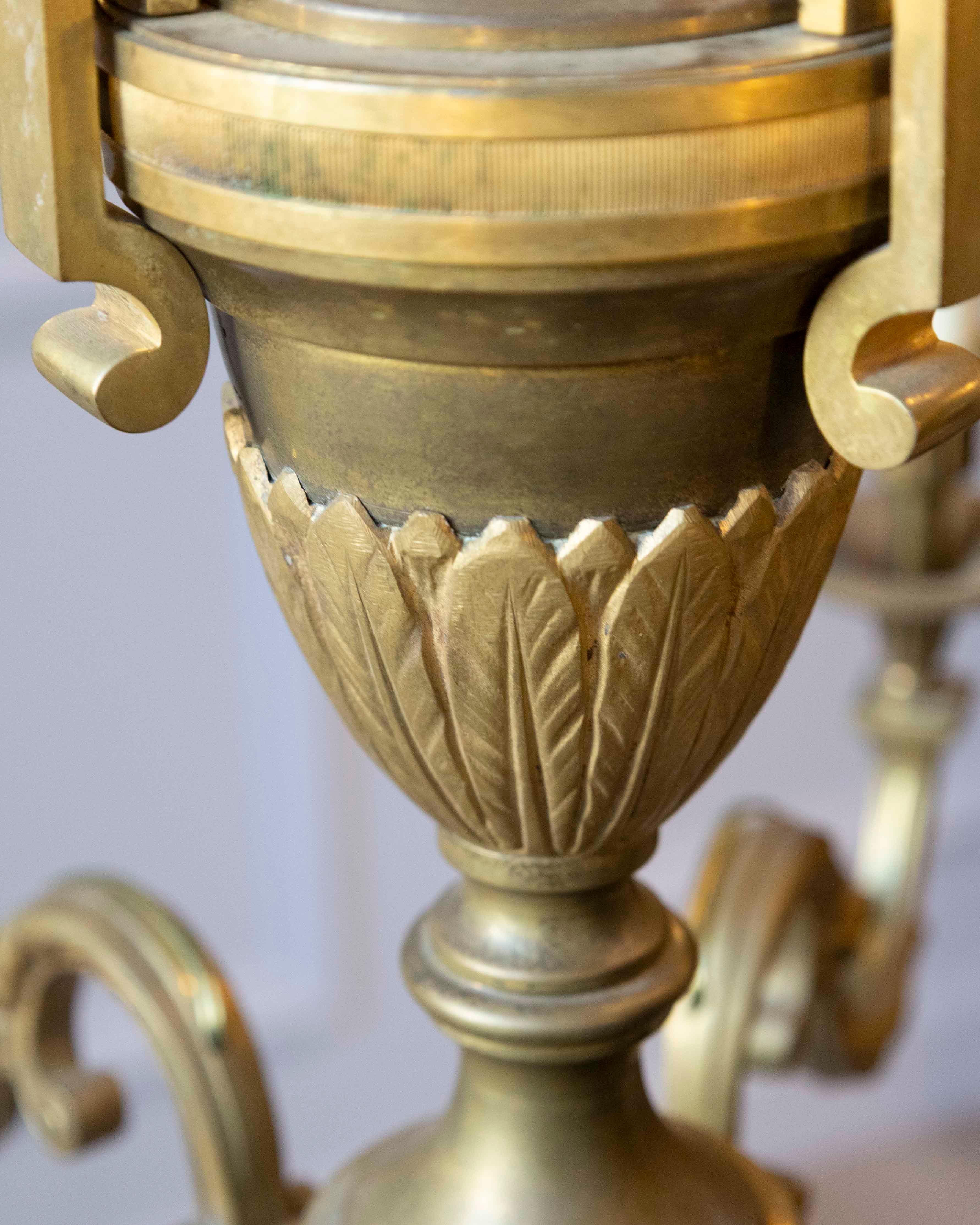 20th-Century French Bronze Chandelier with Classical Motifs in vendita 4
