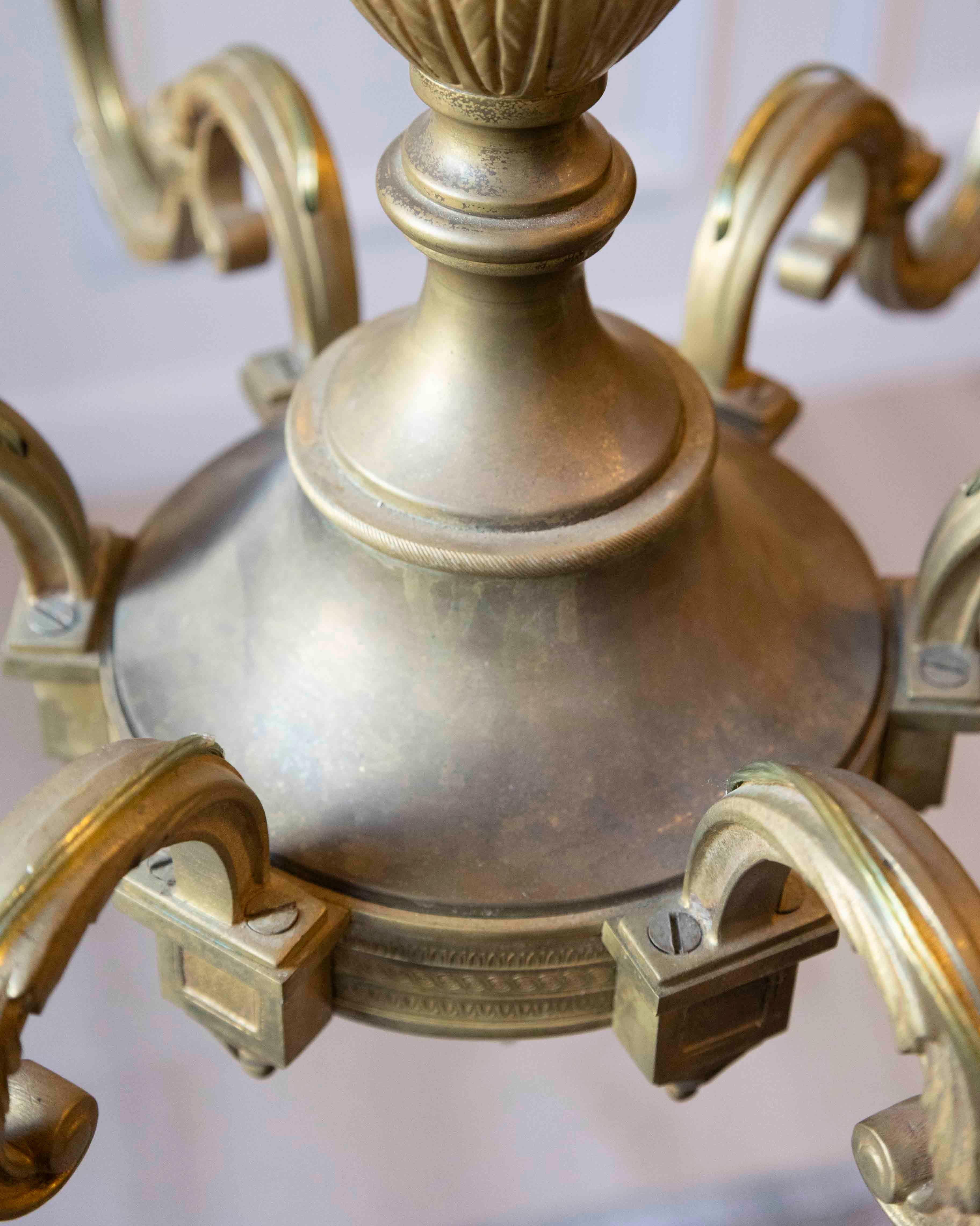 20th-Century French Bronze Chandelier with Classical Motifs in vendita 5