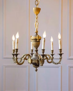 20th-Century French Bronze Chandelier with Classical Motifs