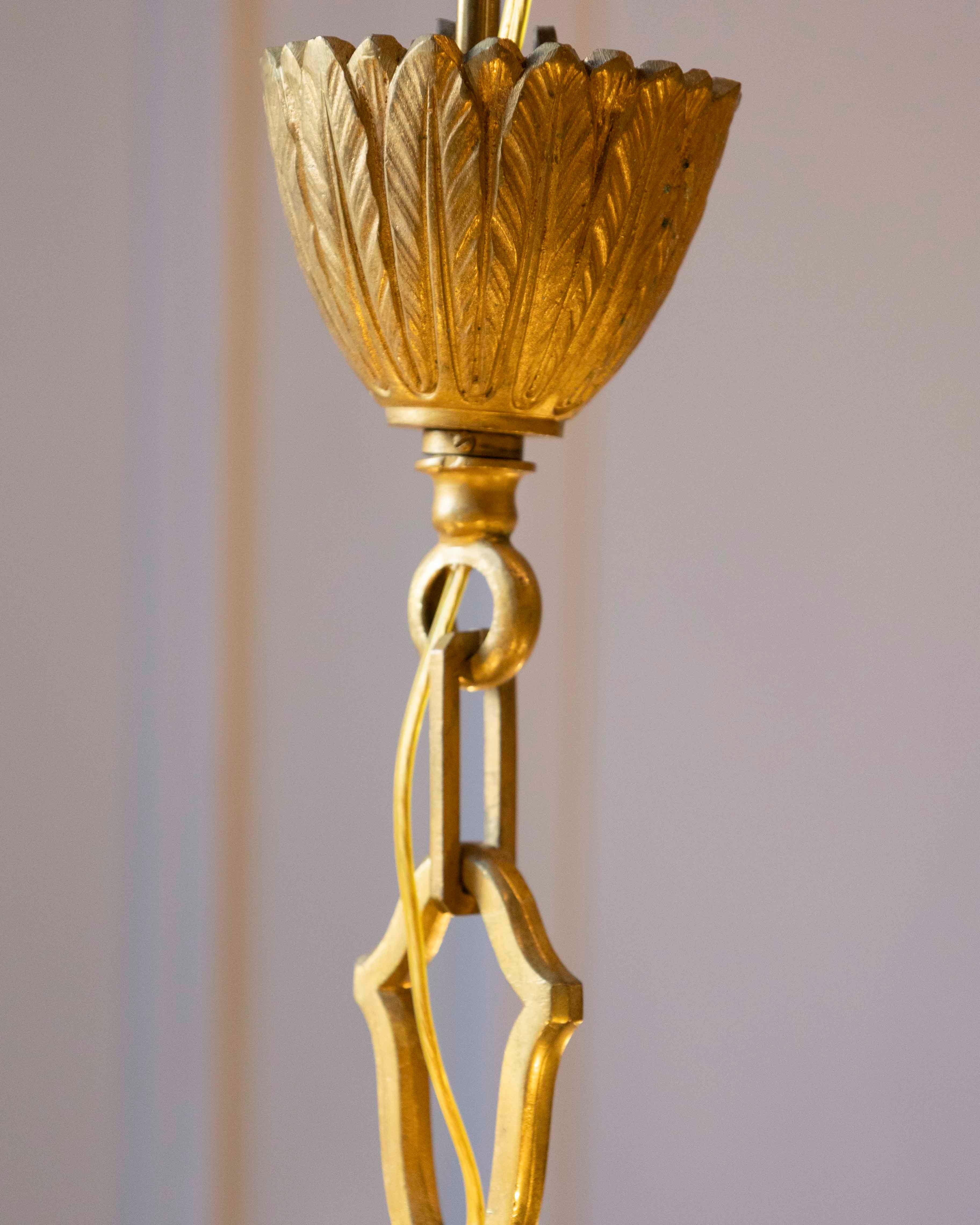 XX secolo 20th-Century French Bronze Chandelier with Classical Motifs in vendita