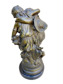 20. Jahrhundert Französisch Bronze Kinder Skulptur nach Auguste Moreau Marmorsockel