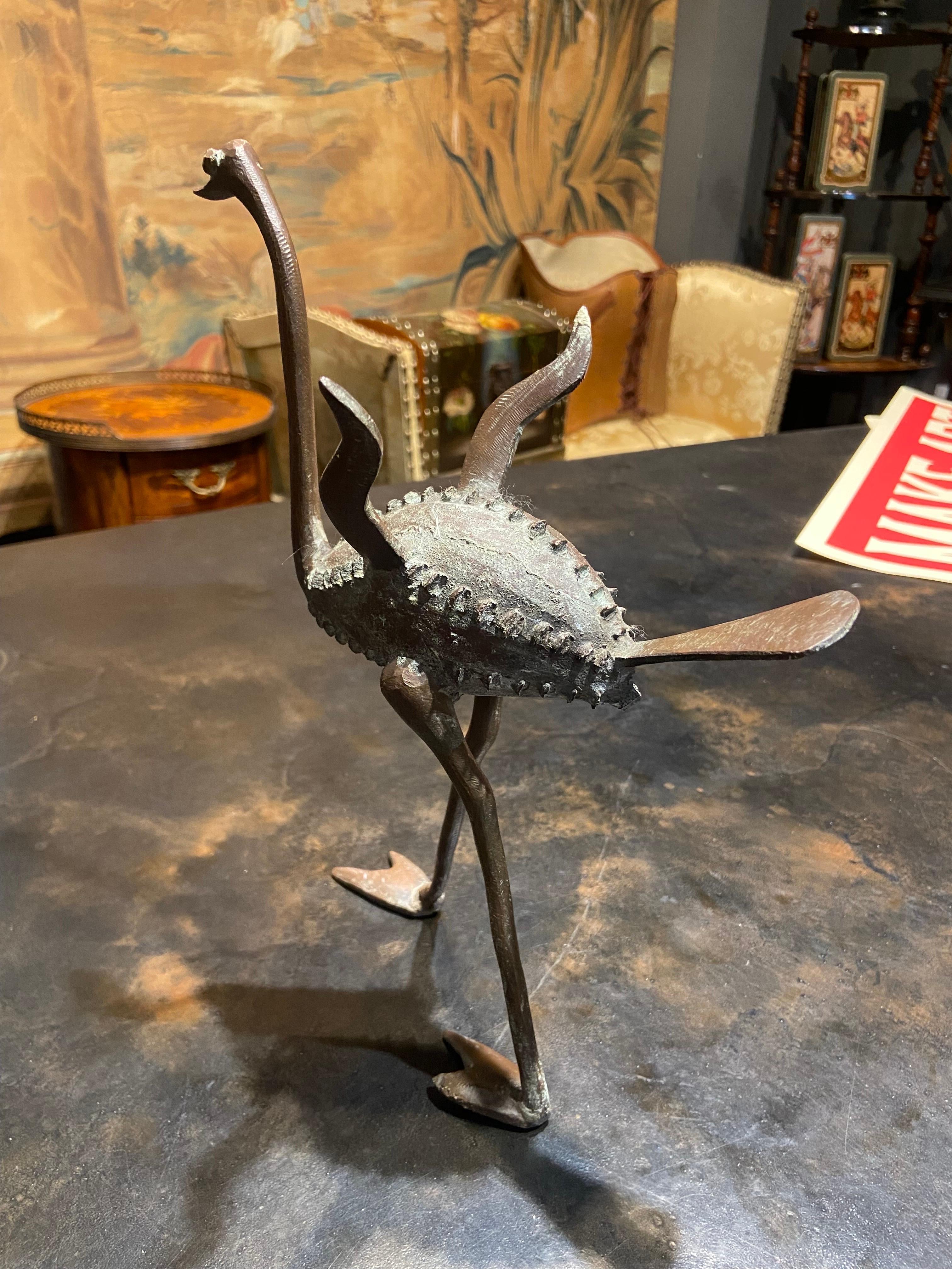 20th Century French Bronze Decorative Figure of a Walking Ostrich For Sale 2