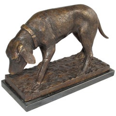 20th Century French Bronze Dog, Dark Brown Sculpture
