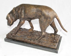 20th Century French Bronze Dog, Dark Brown Sculpture