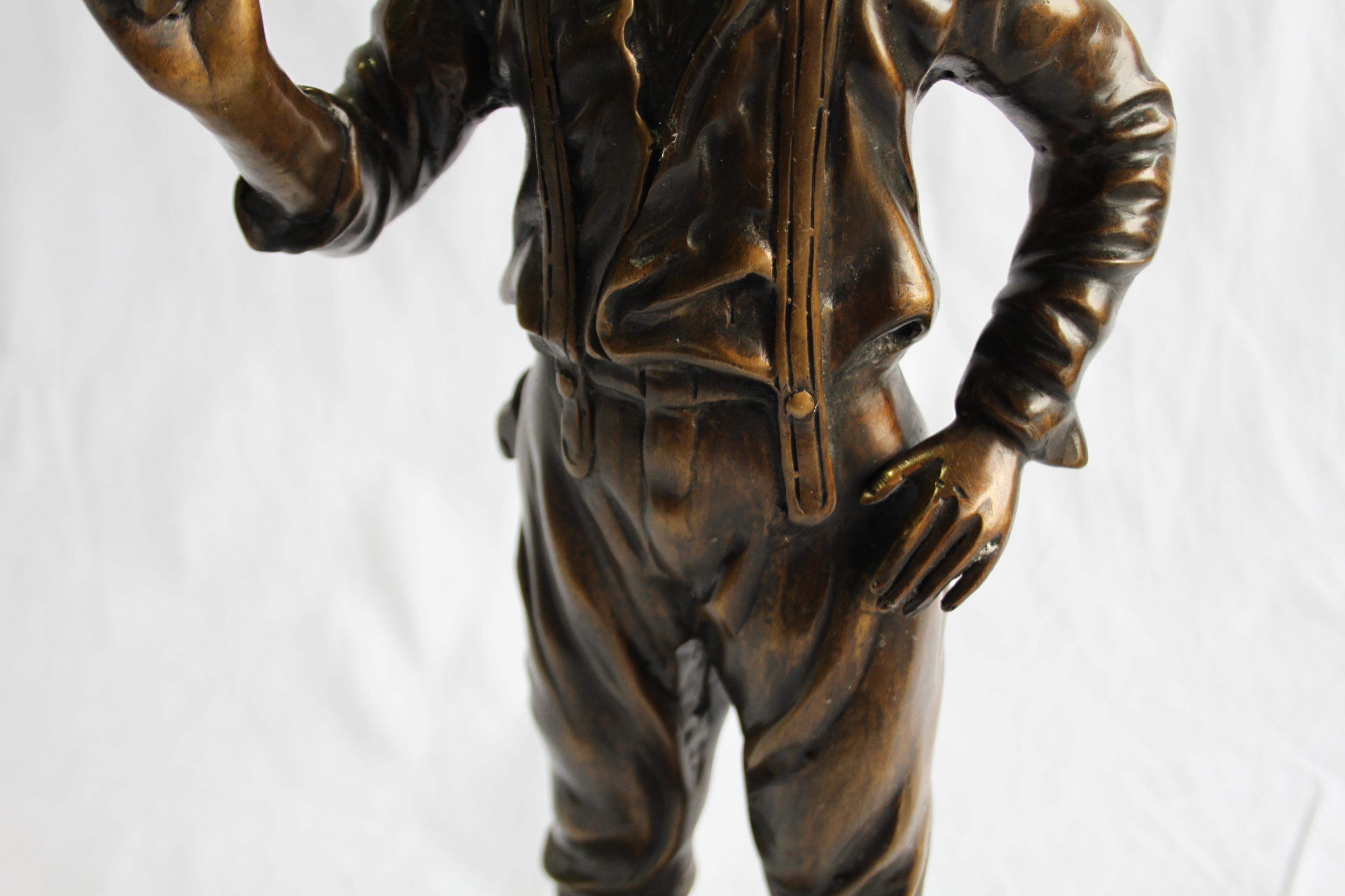 20th Century French Bronze Figure of a Boy, Hand-Crafted Sculpture In Good Condition For Sale In London, GB