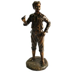 20th Century French Bronze Figure of a Boy, Hand-Crafted Sculpture Vintage 20th Century French Bronze Figure of a Boy, Hand-Crafted Sculpture
