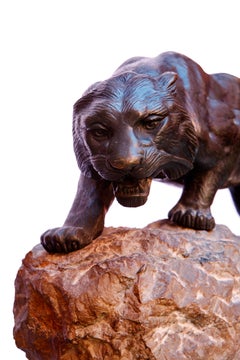 20th Century French Bronze Figure of a Crouching Lion