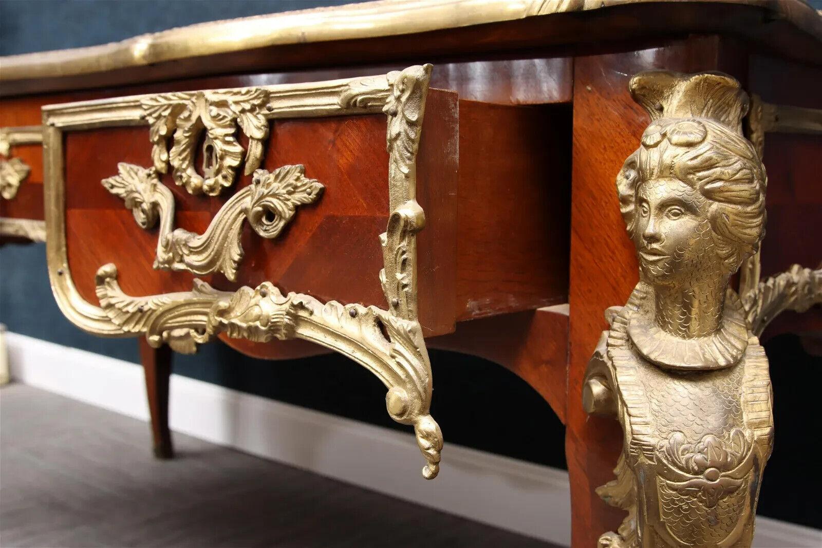 French Provincial 20th Century French Bronze Mounted, Ormolu, Leather Top, Vintage, Bureau Plat!! For Sale