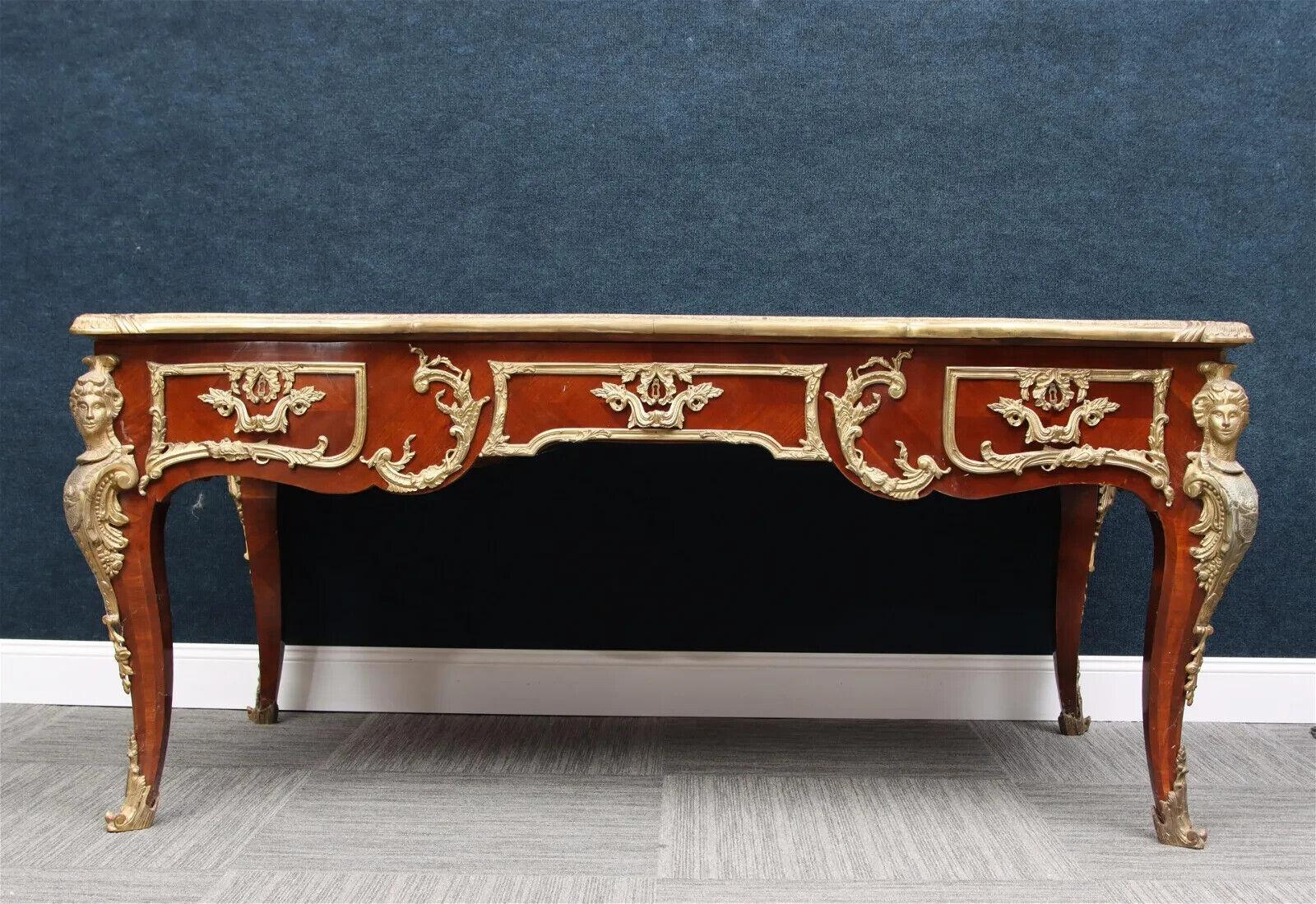 20th Century French Bronze Mounted, Ormolu, Leather Top, Vintage, Bureau Plat!! For Sale 4
