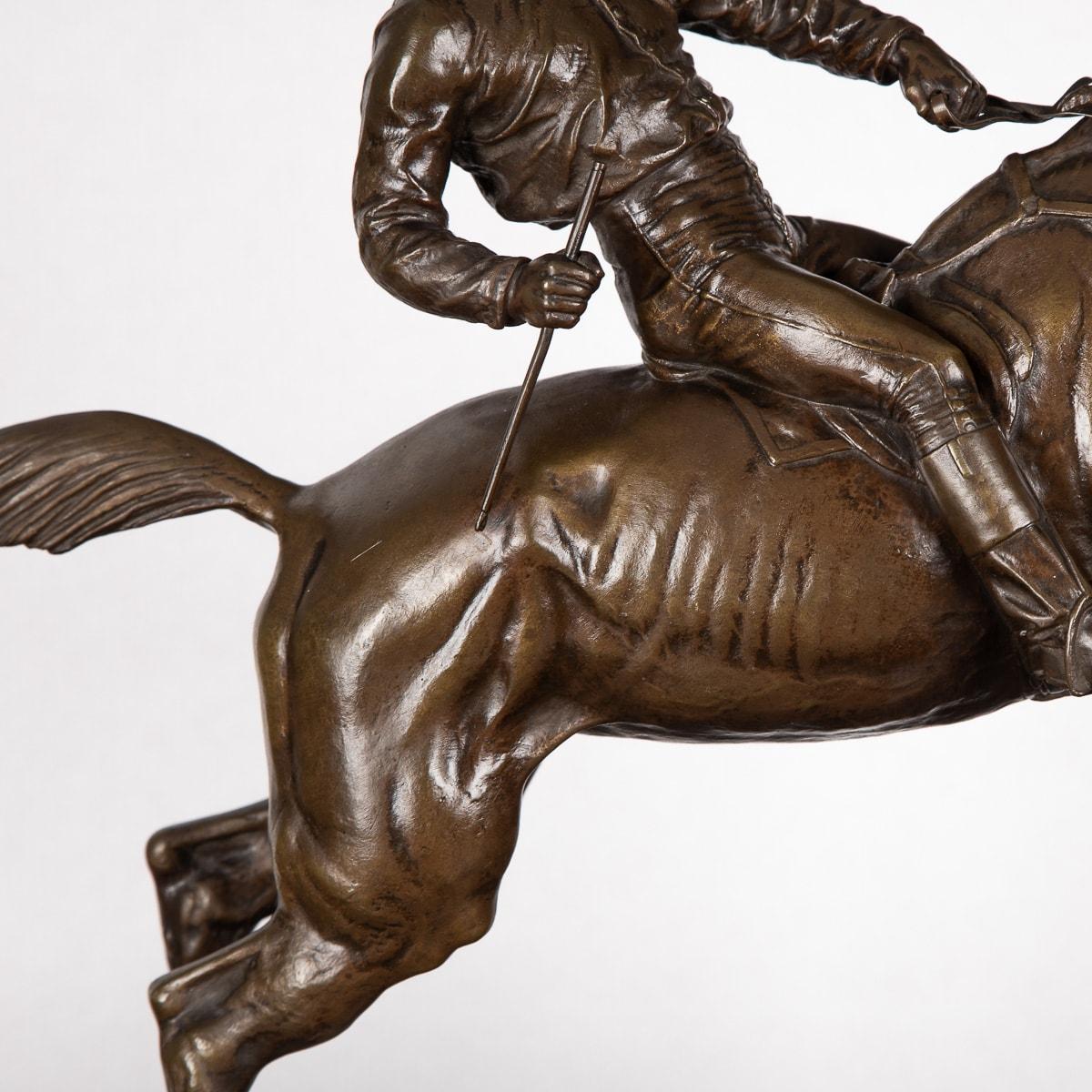 20th Century, French Bronze of Jockey & Horse Jumping a Fence, C.1900 15