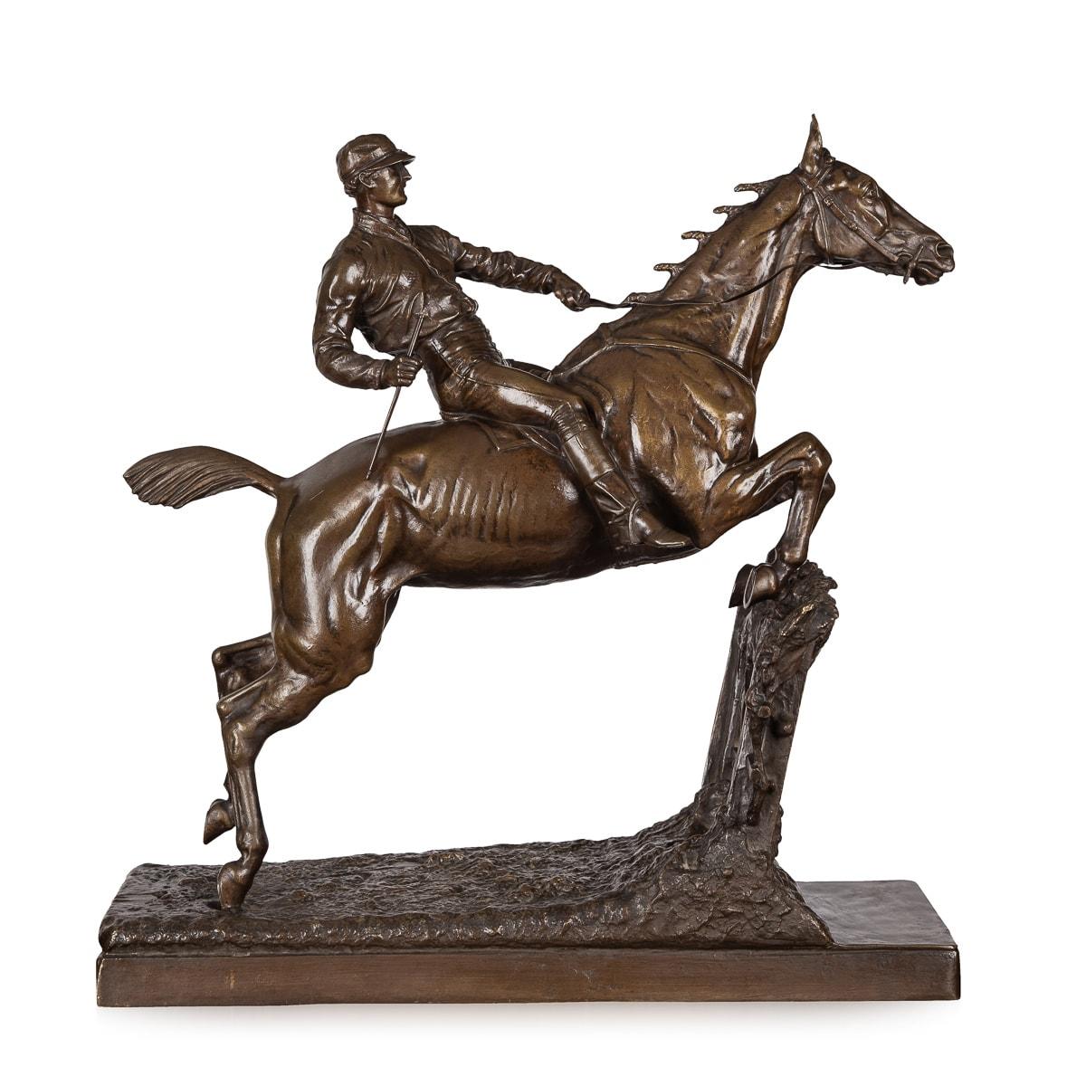 20th Century, French Bronze of Jockey & Horse Jumping a Fence, C.1900 1