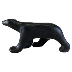 Sculpture d'ours polaire en bronze français du 20e siècle - Décor vintage de Pierre Chenet