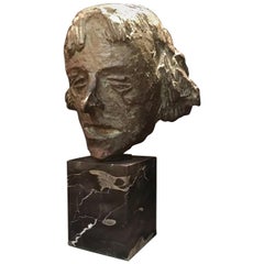 20th Century French Bronze Portrait Bust, Monogram H.D, Provenance