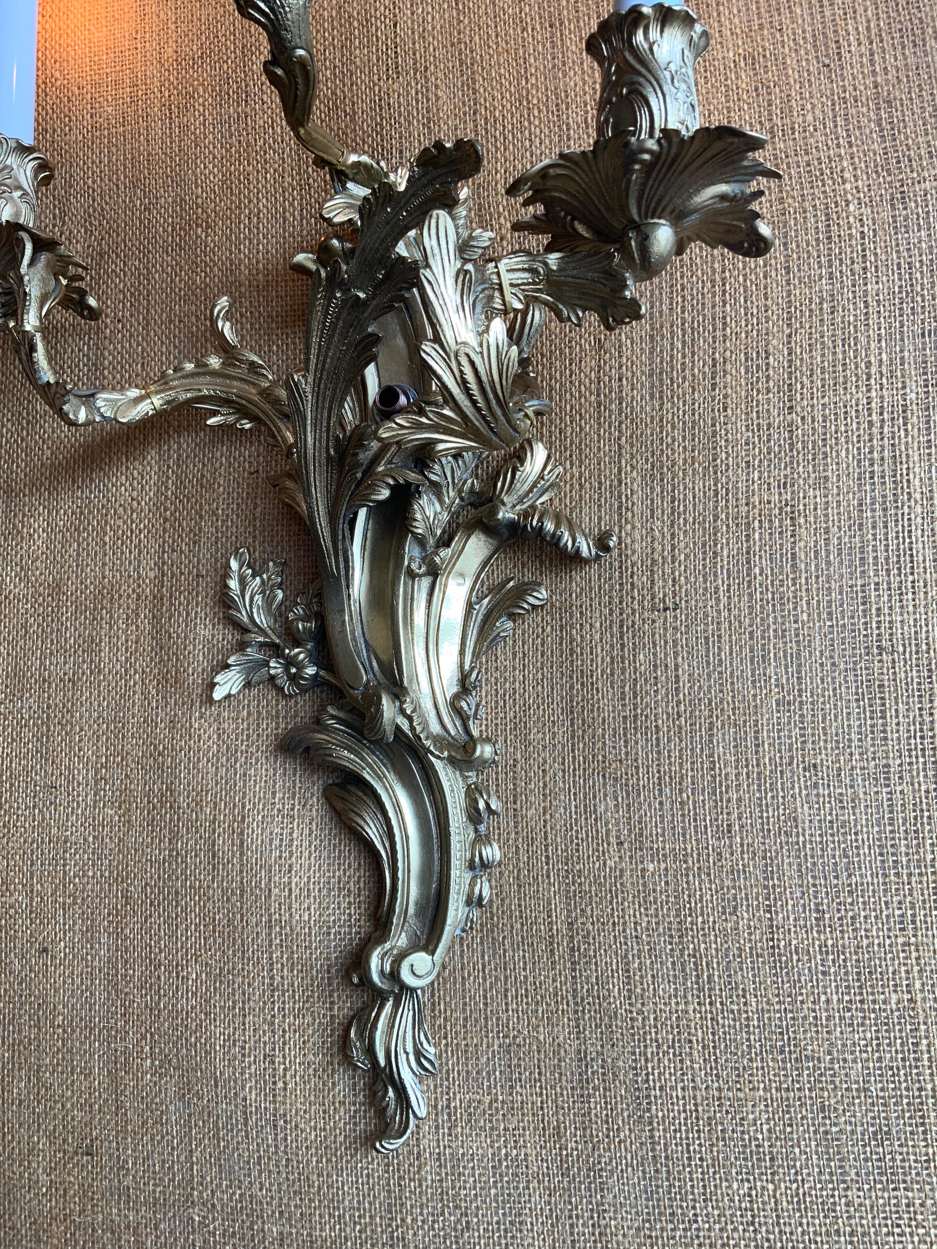 20th Century French Bronze Sconces In Good Condition For Sale In Dallas, TX