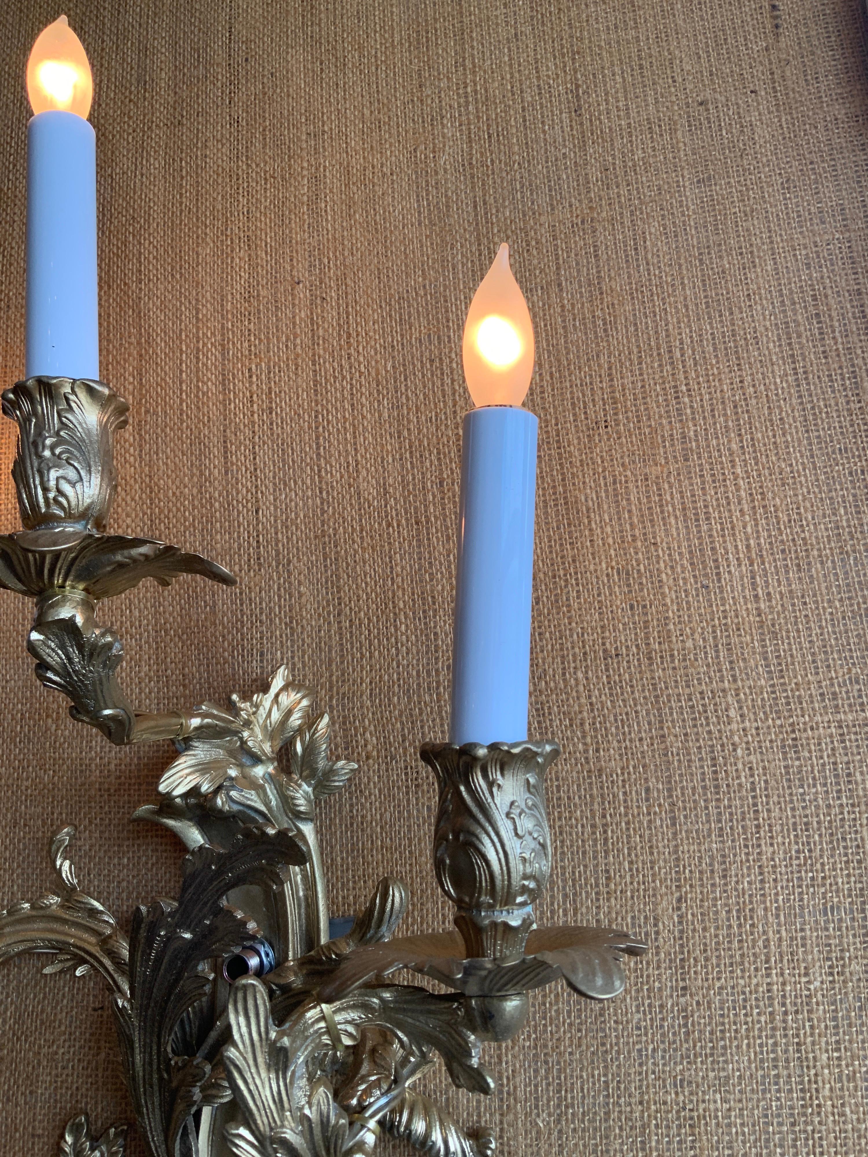 20th Century French Bronze Sconces For Sale 1