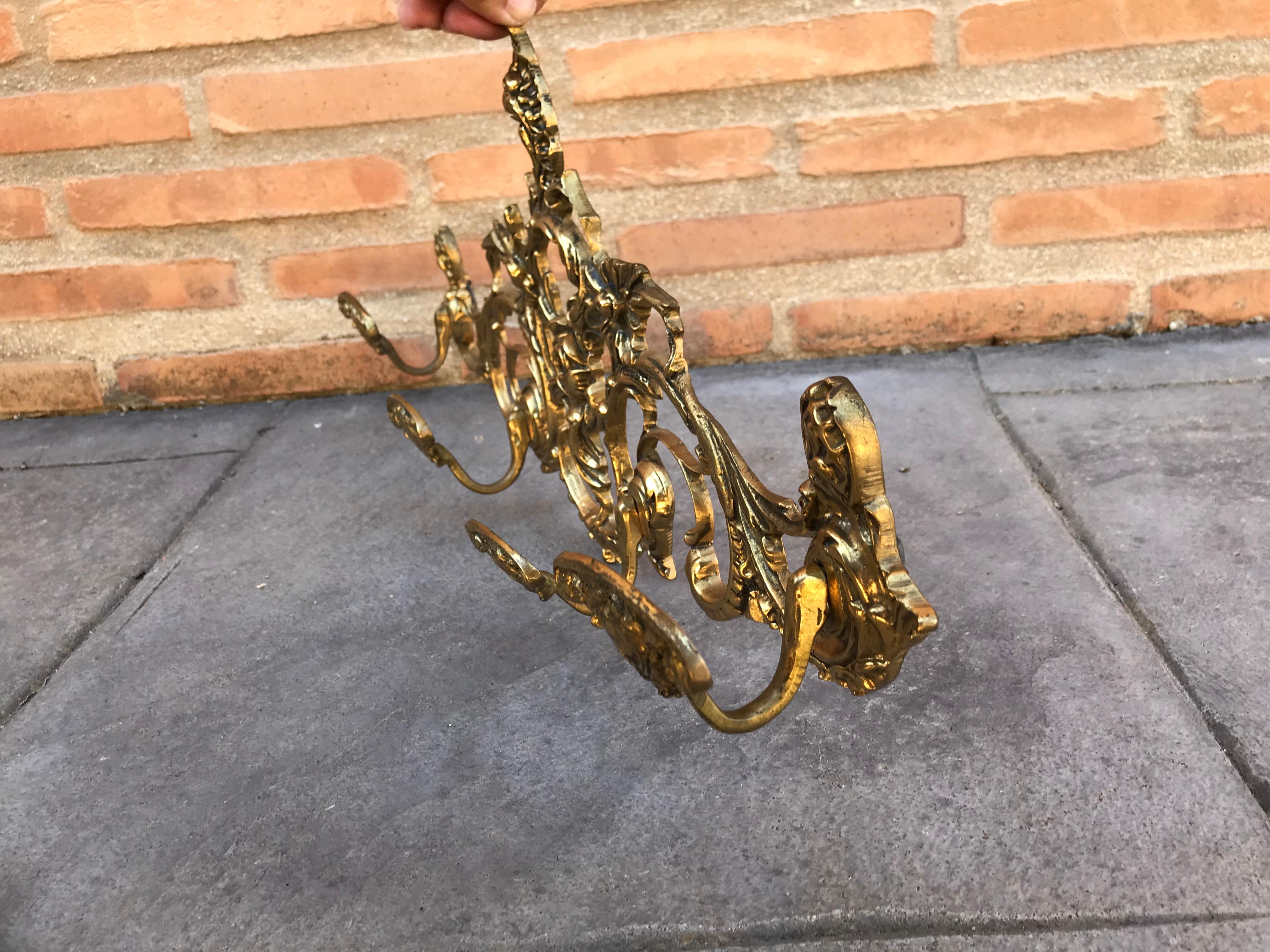 20th Century French Bronze Wall-Mounted Coat Rack In Good Condition For Sale In Miami, FL